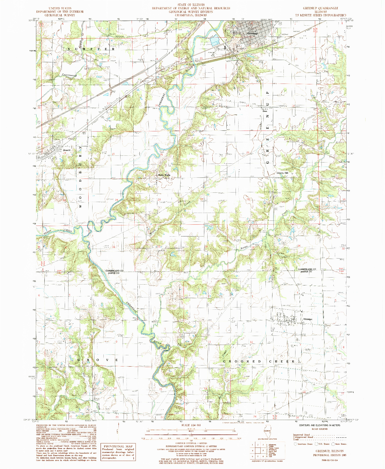 USGS 1:24000-SCALE QUADRANGLE FOR GREENUP, IL 1985