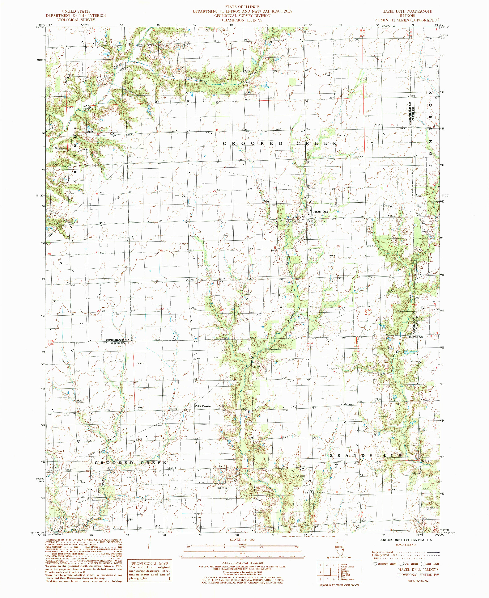 USGS 1:24000-SCALE QUADRANGLE FOR HAZEL DELL, IL 1985