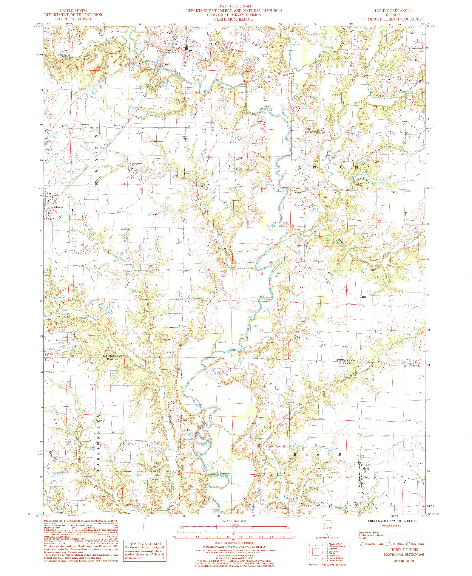 USGS 1:24000-SCALE QUADRANGLE FOR HORD, IL 1985