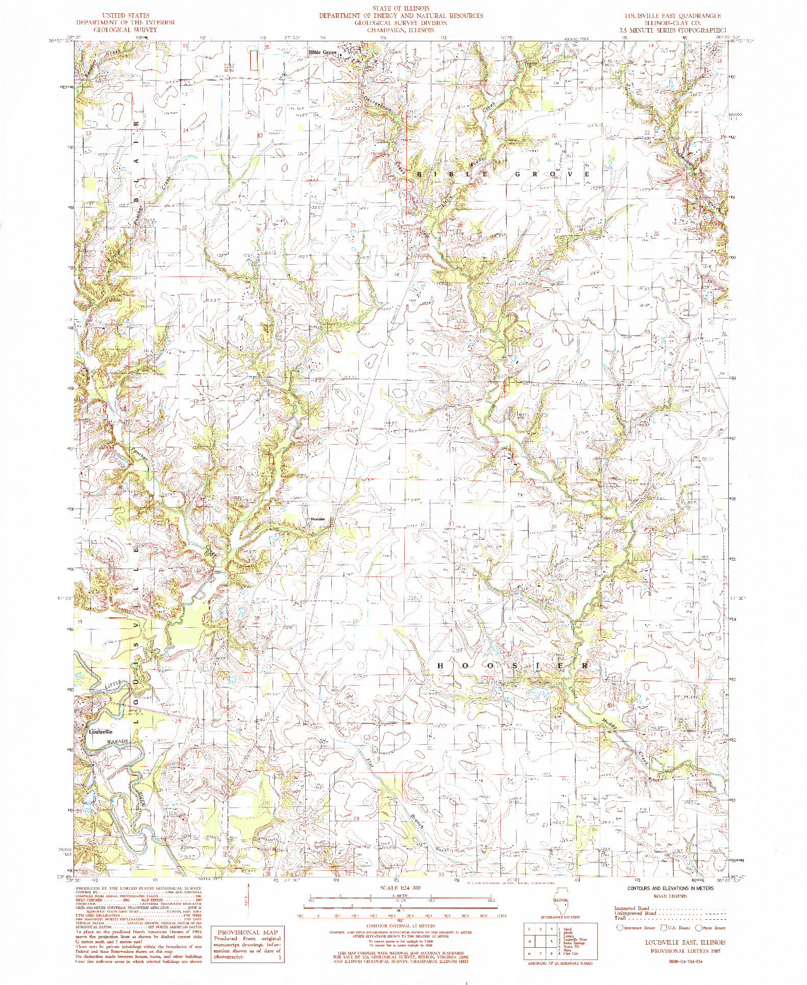 USGS 1:24000-SCALE QUADRANGLE FOR LOUISVILLE EAST, IL 1985