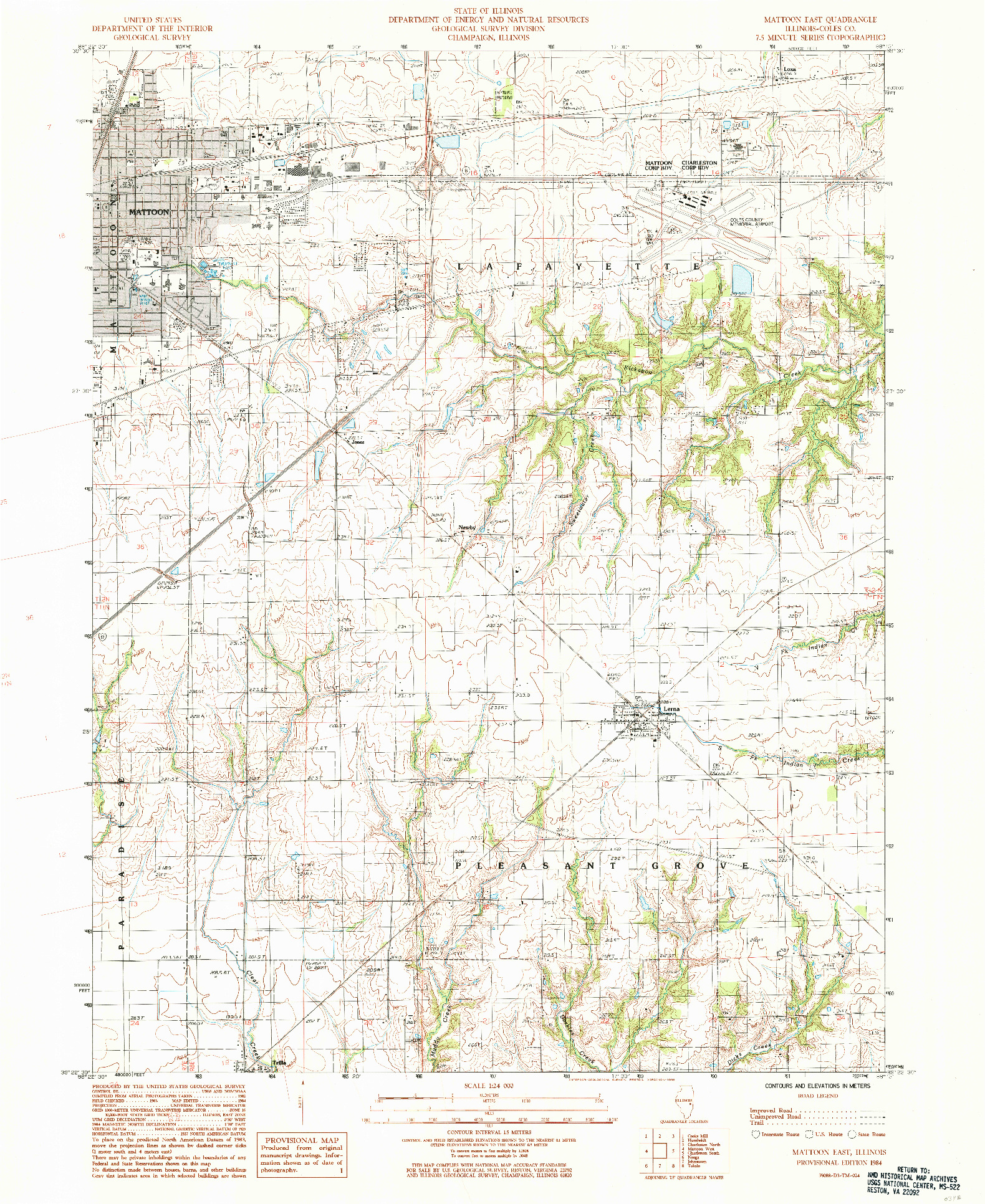 USGS 1:24000-SCALE QUADRANGLE FOR MATTOON EAST, IL 1984