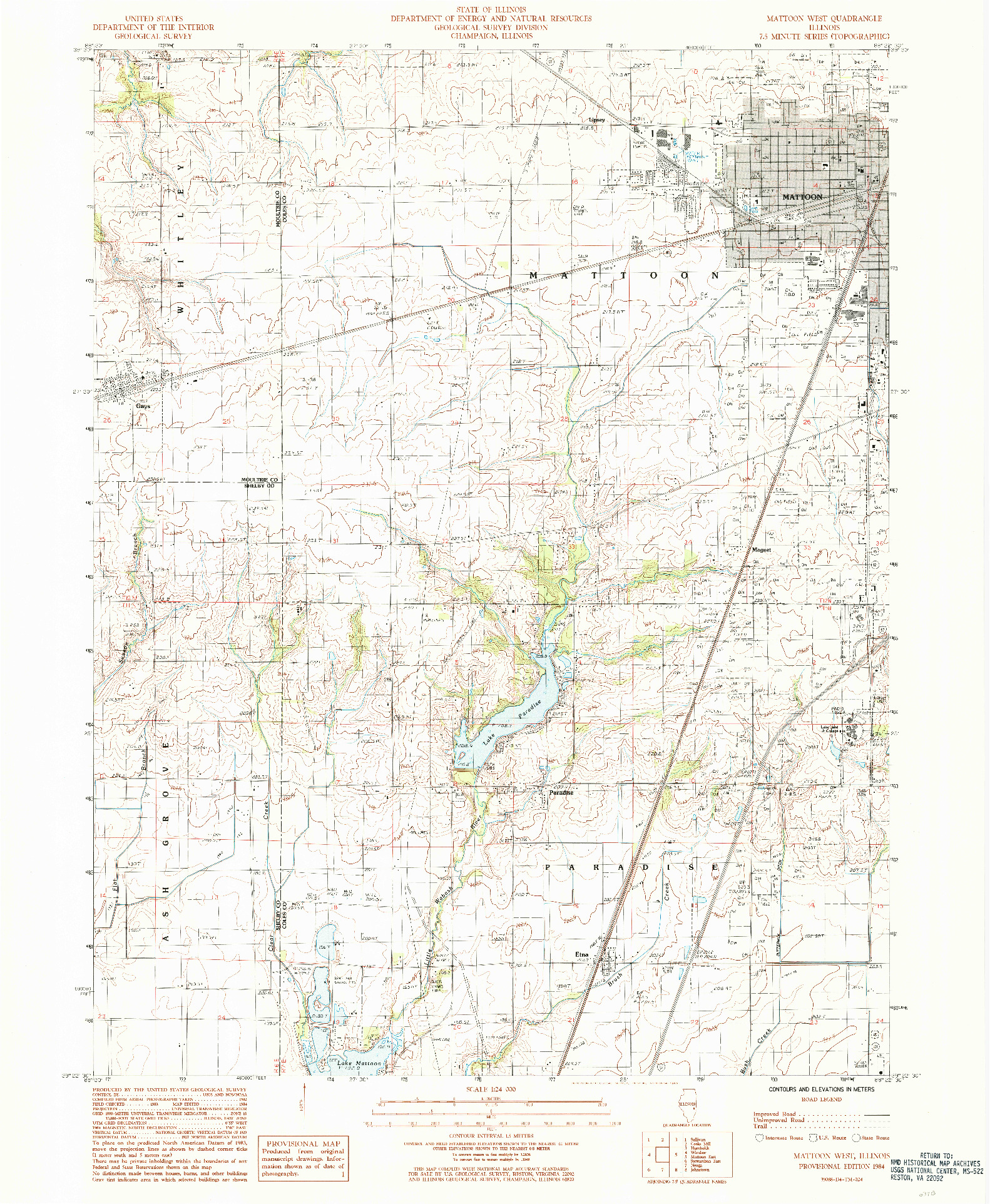 USGS 1:24000-SCALE QUADRANGLE FOR MATTOON WEST, IL 1984