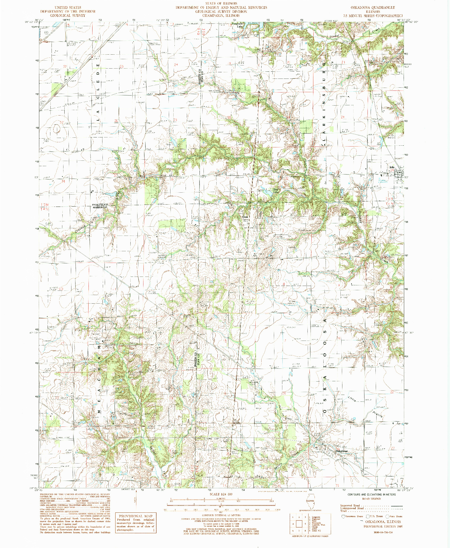 USGS 1:24000-SCALE QUADRANGLE FOR OSKALOOSA, IL 1985