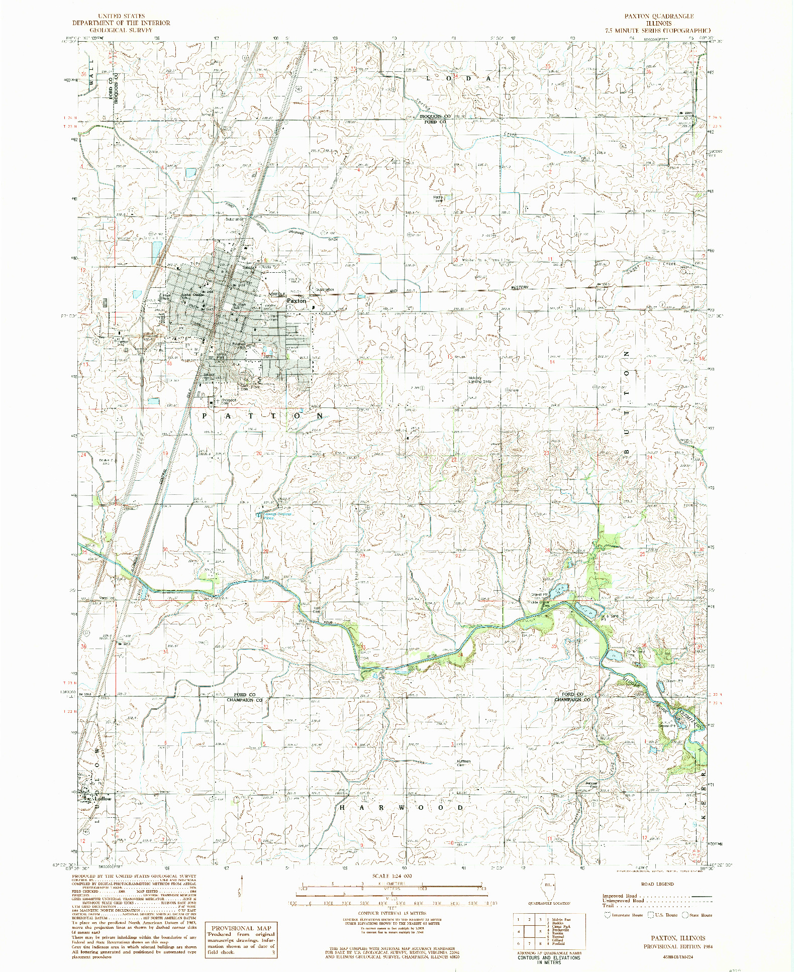 USGS 1:24000-SCALE QUADRANGLE FOR PAXTON, IL 1984