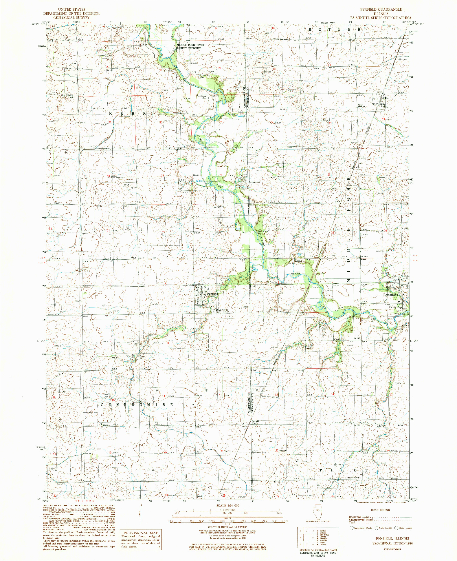 USGS 1:24000-SCALE QUADRANGLE FOR PENFIELD, IL 1984