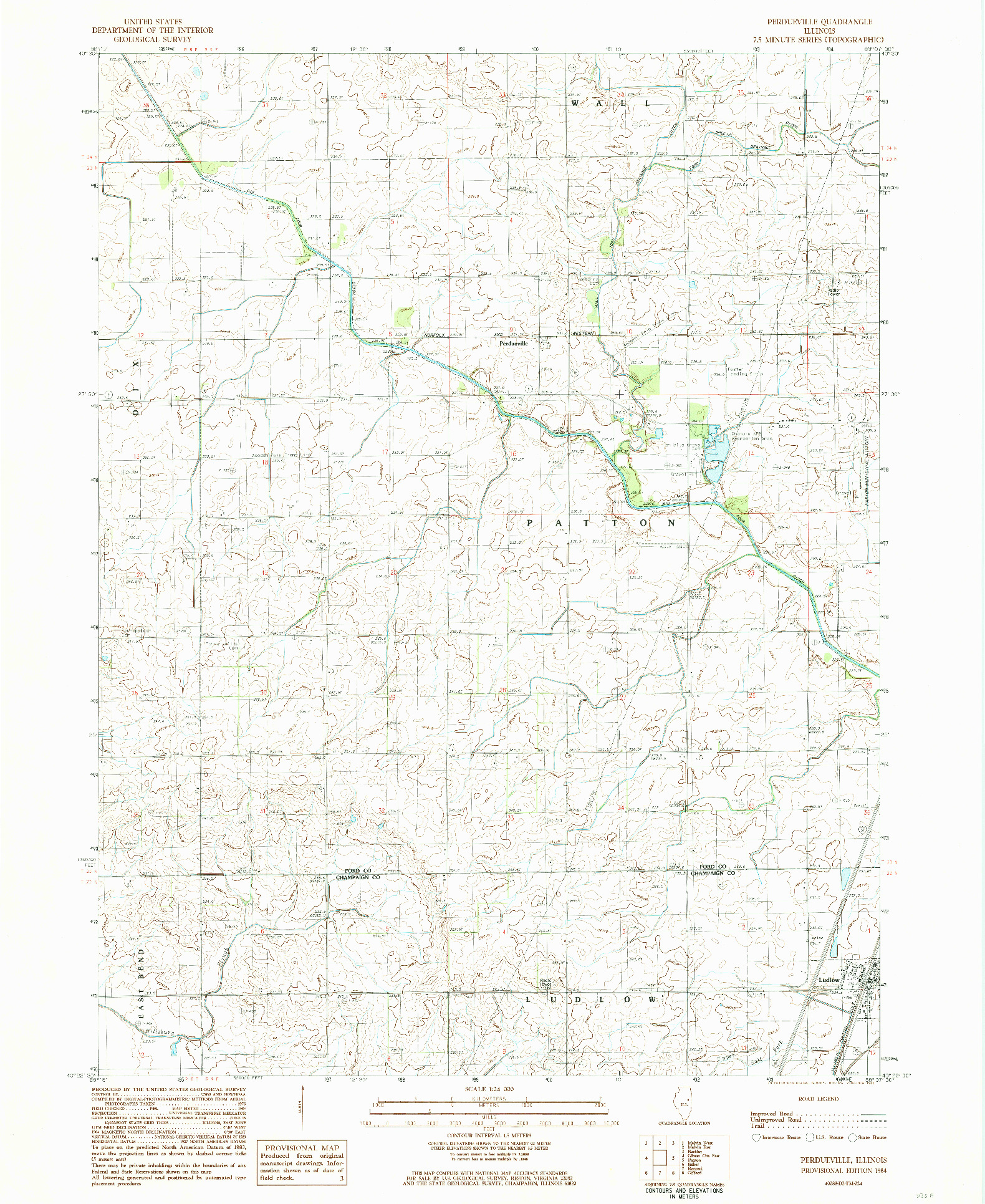 USGS 1:24000-SCALE QUADRANGLE FOR PERDUEVILLE, IL 1984