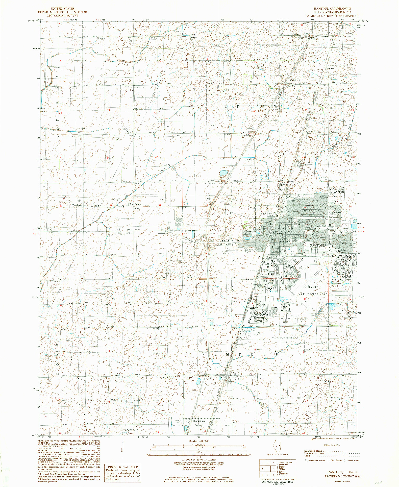 USGS 1:24000-SCALE QUADRANGLE FOR RANTOUL, IL 1984