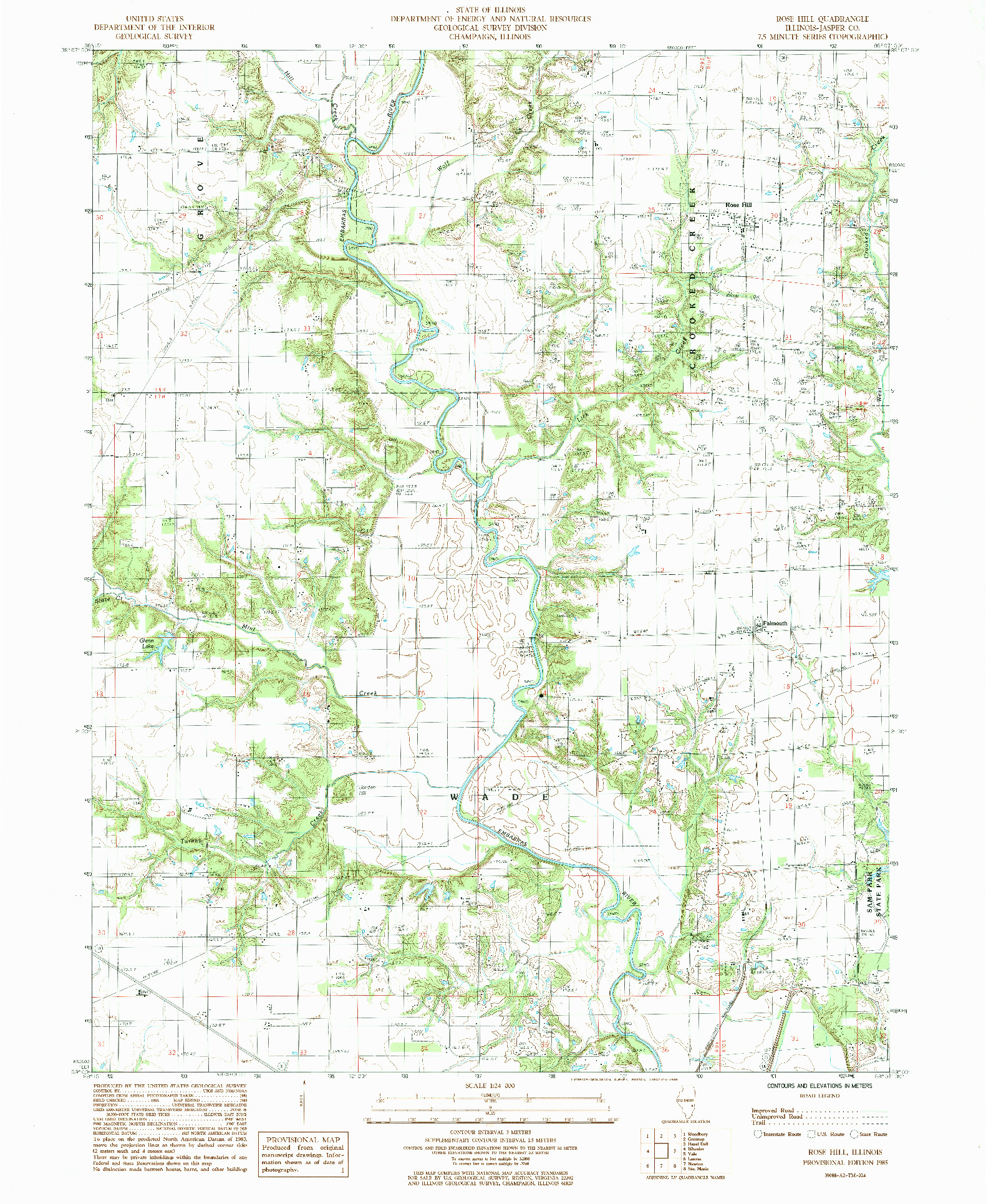 USGS 1:24000-SCALE QUADRANGLE FOR ROSE HILL, IL 1985