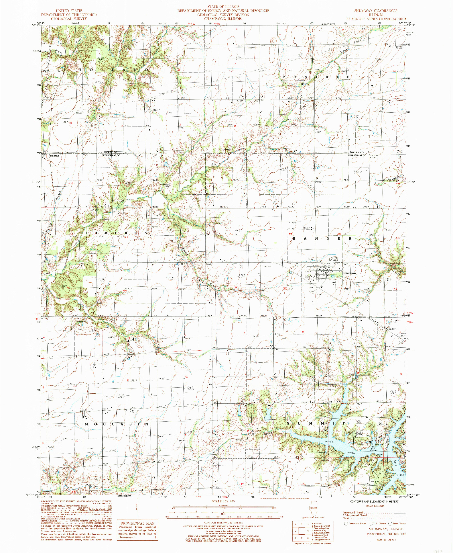 USGS 1:24000-SCALE QUADRANGLE FOR SHUMWAY, IL 1985