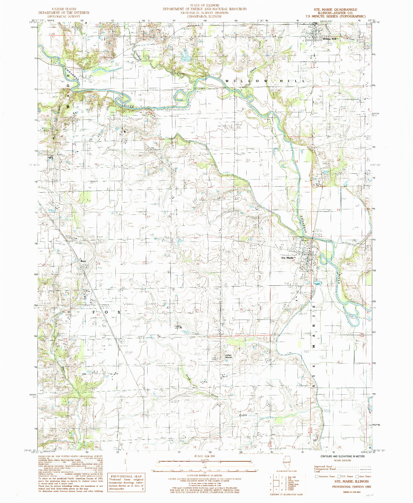 USGS 1:24000-SCALE QUADRANGLE FOR STE MARIE, IL 1985