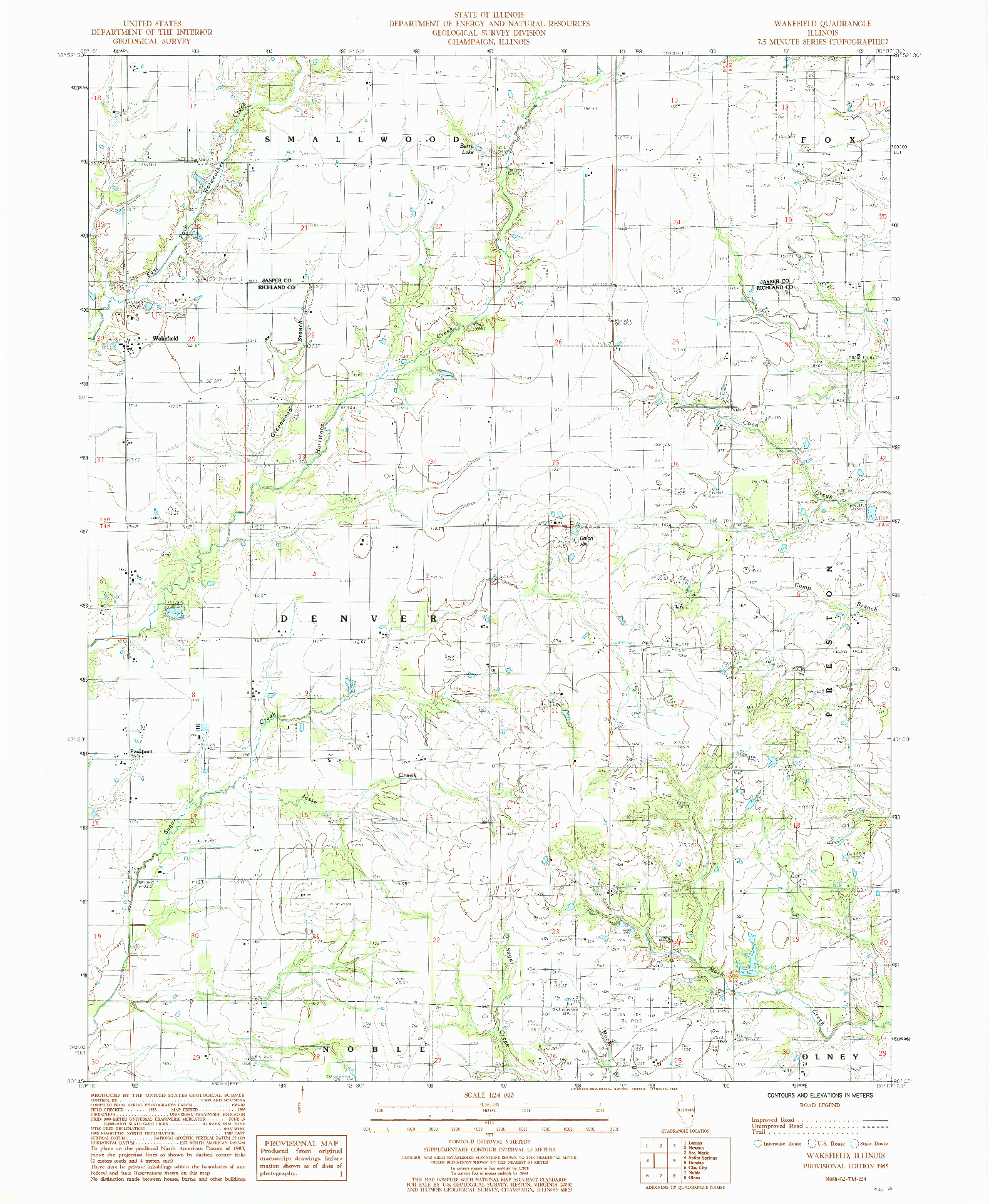 USGS 1:24000-SCALE QUADRANGLE FOR WAKEFIELD, IL 1985