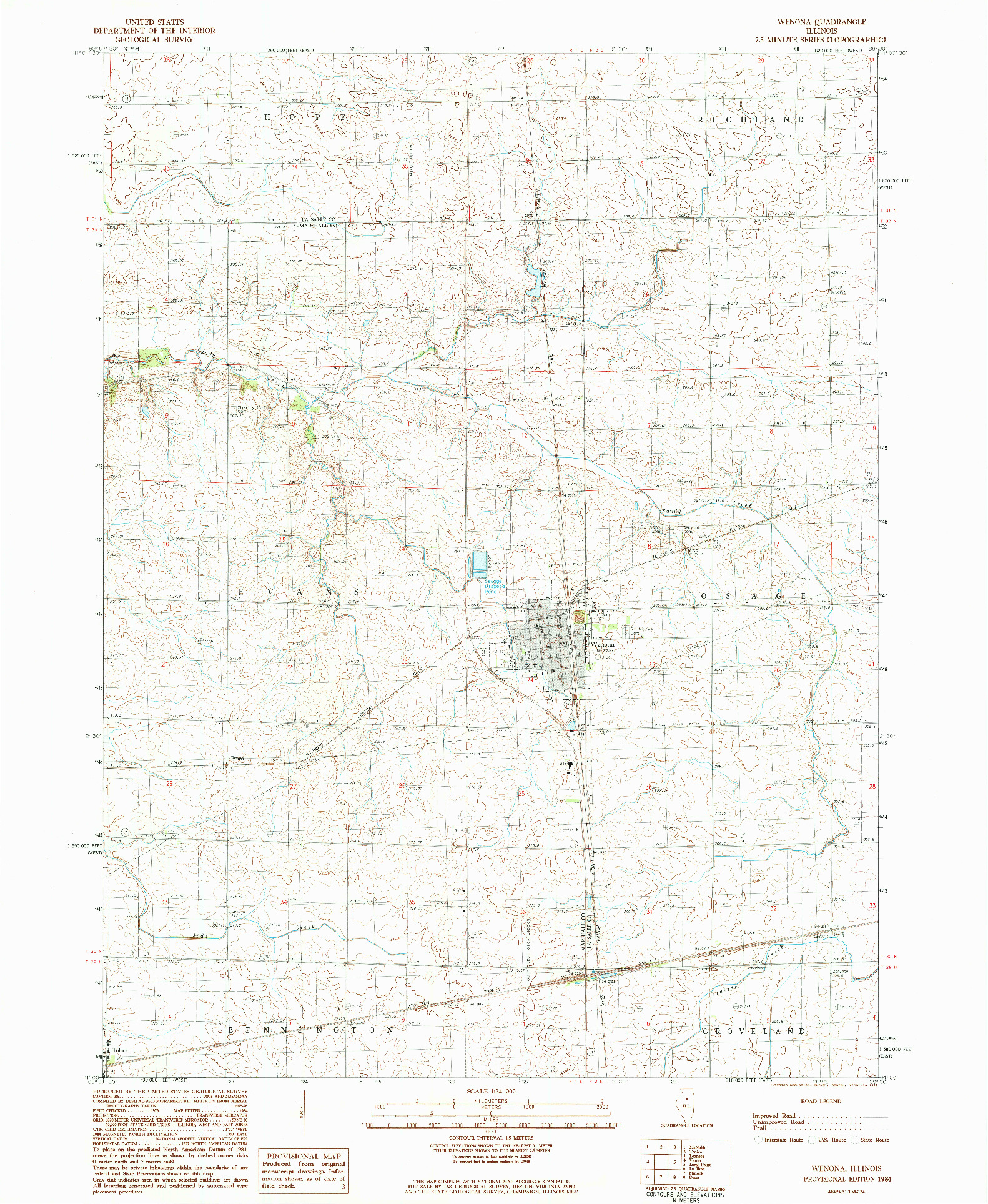 USGS 1:24000-SCALE QUADRANGLE FOR WENONA, IL 1984