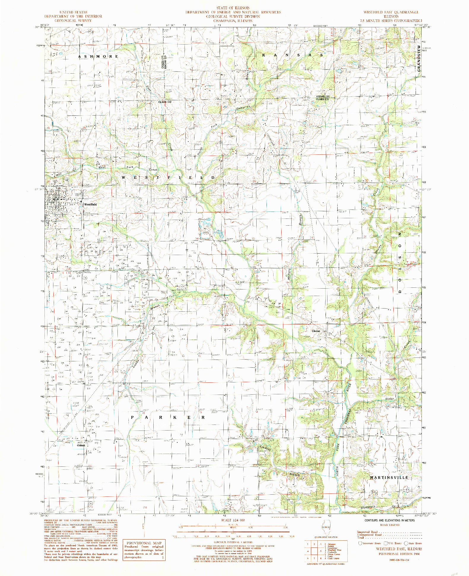 USGS 1:24000-SCALE QUADRANGLE FOR WESTFIELD EAST, IL 1984