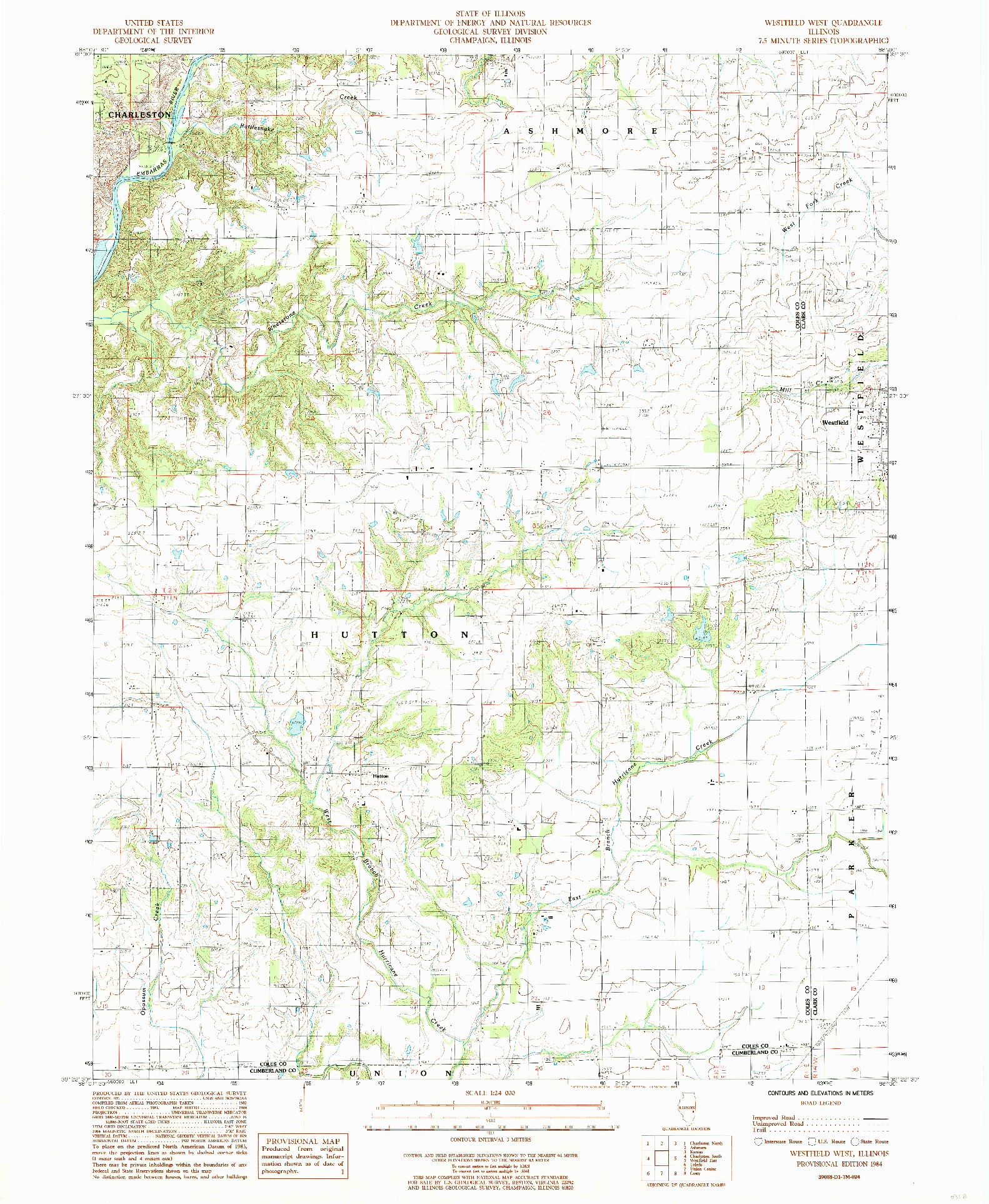 USGS 1:24000-SCALE QUADRANGLE FOR WESTFIELD WEST, IL 1984