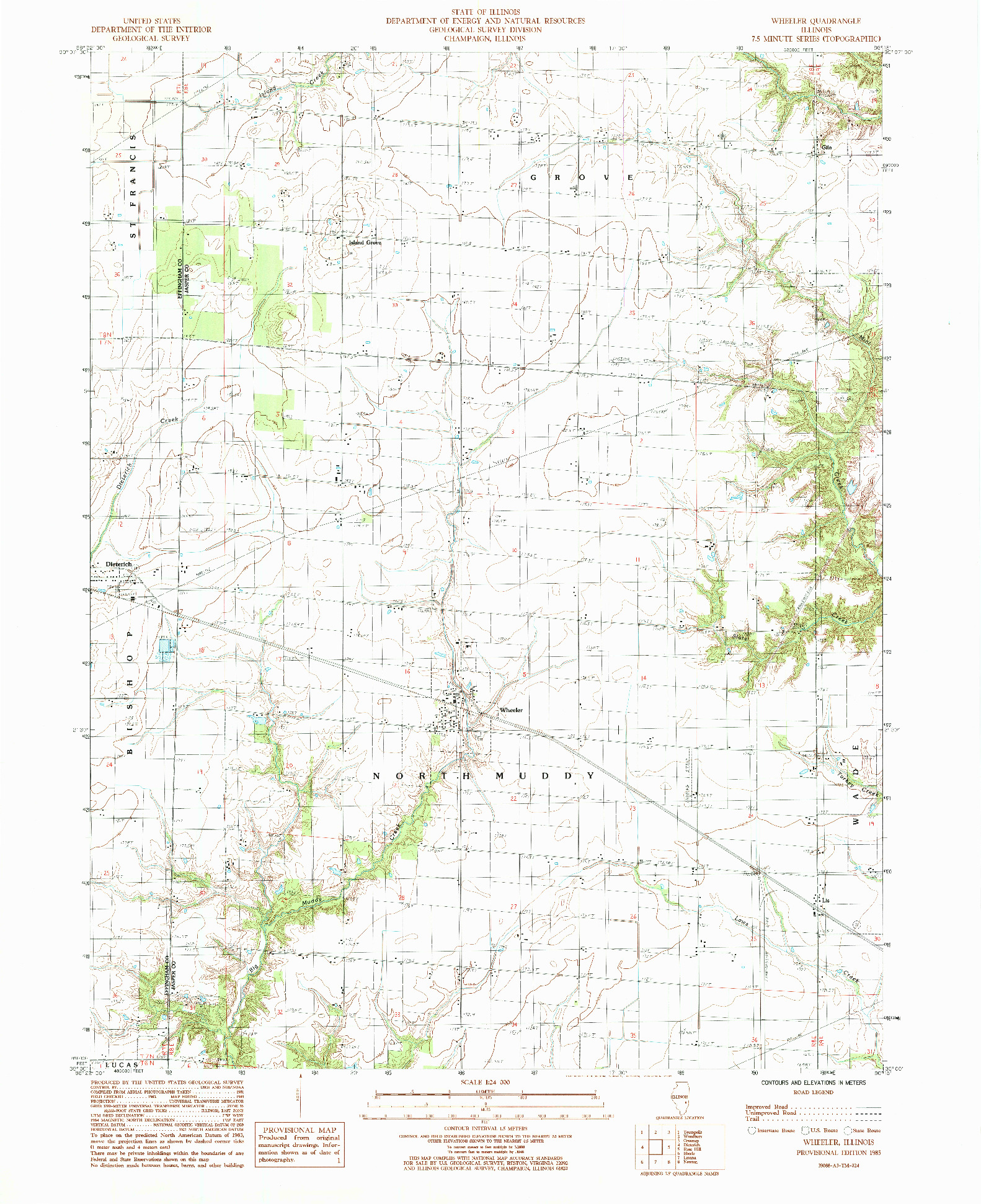 USGS 1:24000-SCALE QUADRANGLE FOR WHEELER, IL 1985