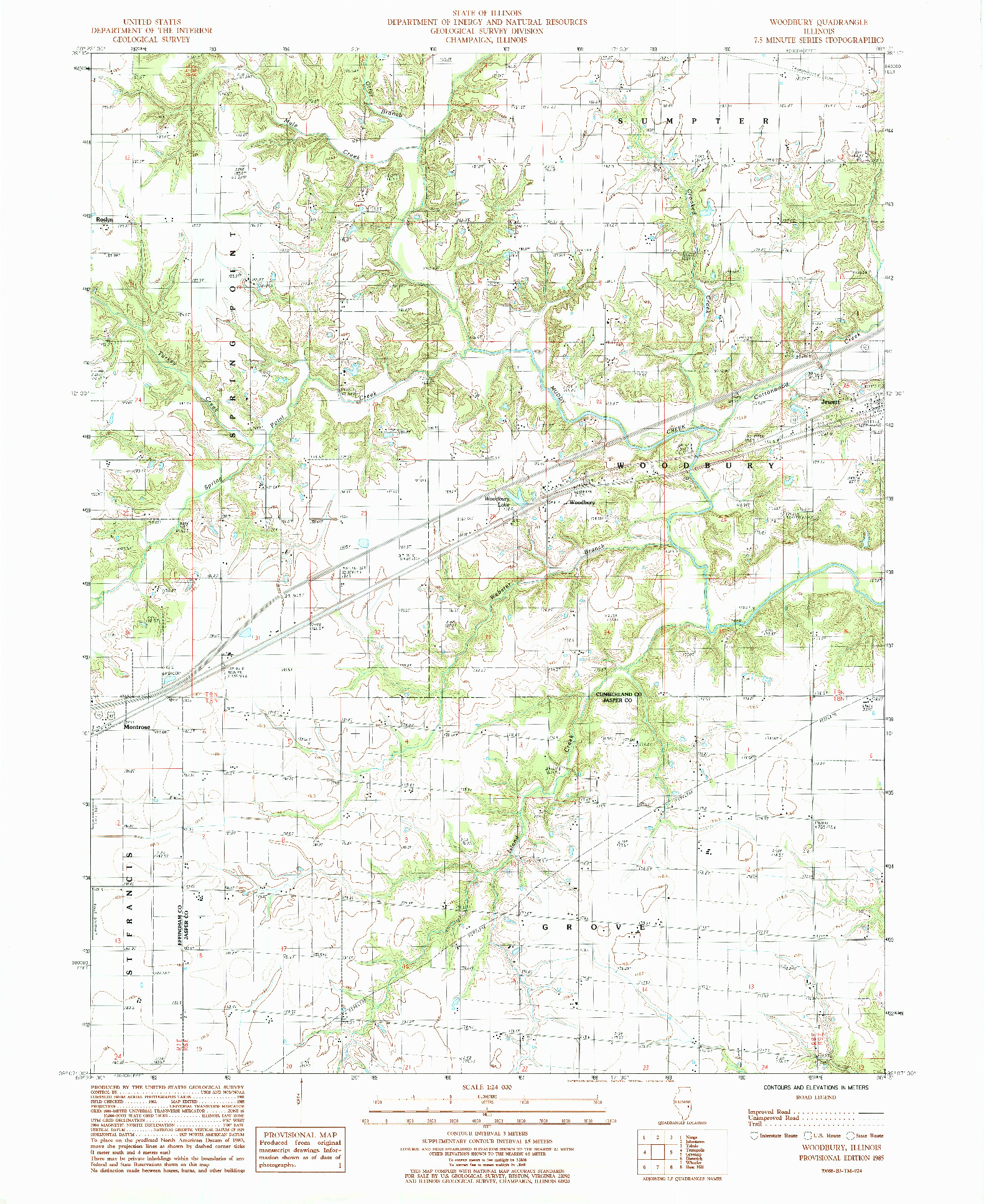 USGS 1:24000-SCALE QUADRANGLE FOR WOODBURY, IL 1985