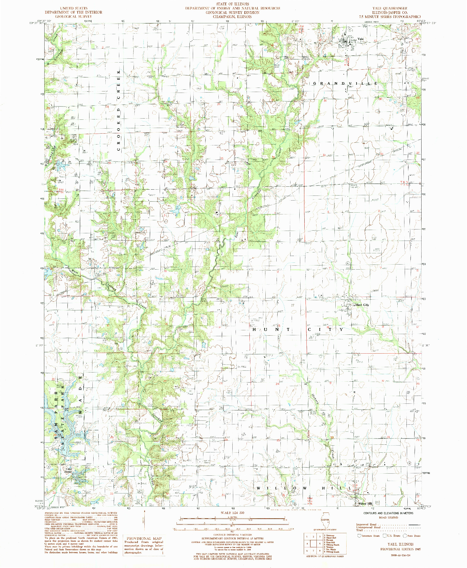 USGS 1:24000-SCALE QUADRANGLE FOR YALE, IL 1985