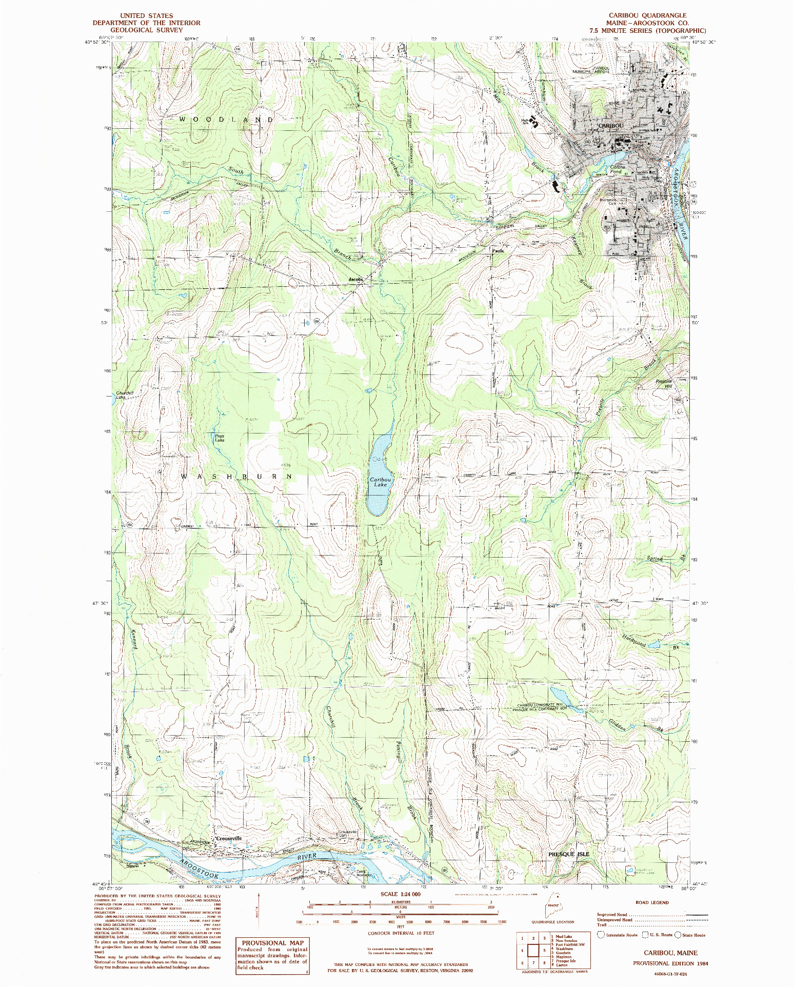 USGS 1:24000-SCALE QUADRANGLE FOR CARIBOU, ME 1984