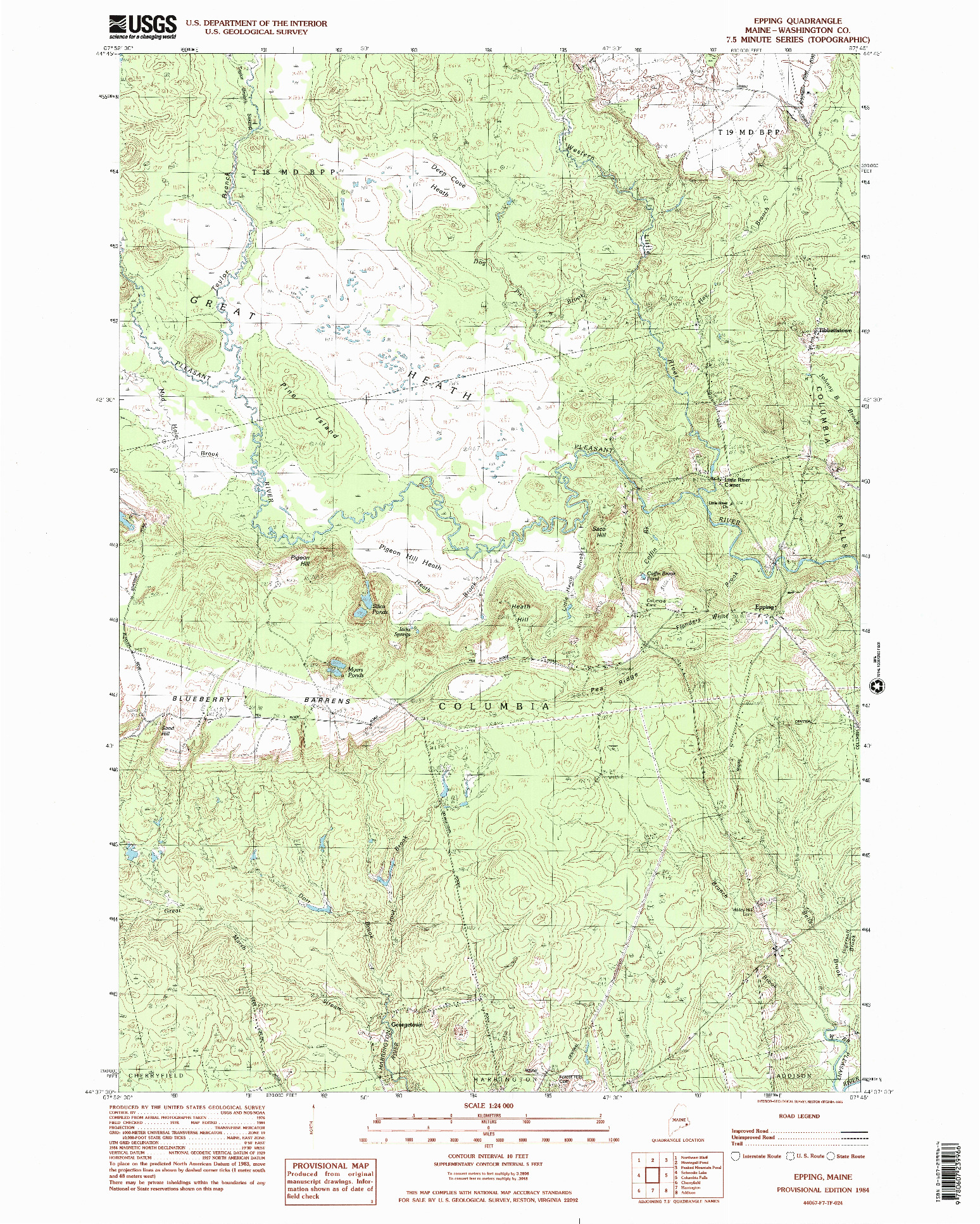 USGS 1:24000-SCALE QUADRANGLE FOR EPPING, ME 1984