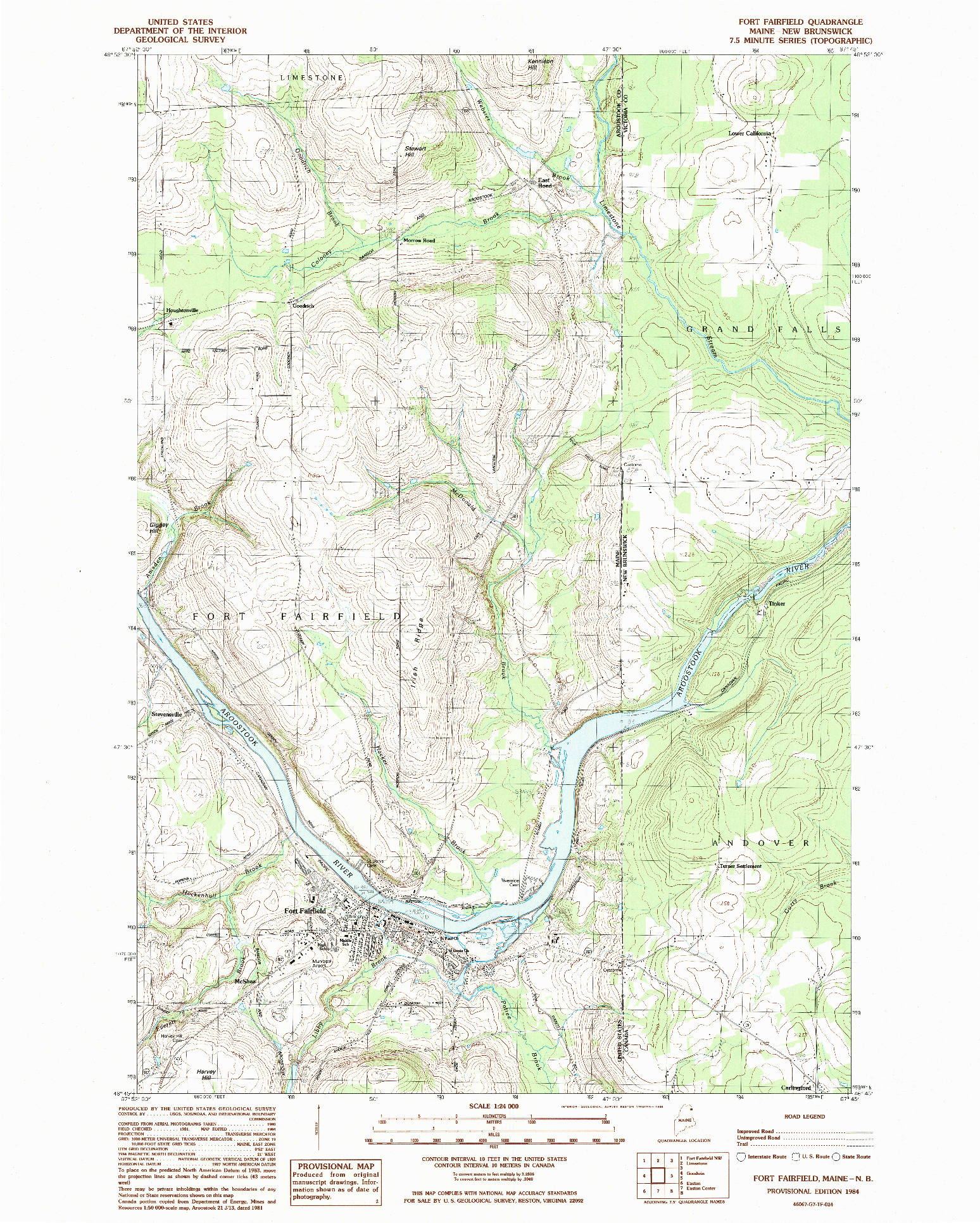 USGS 1:24000-SCALE QUADRANGLE FOR FORT FAIRFIELD, ME 1984