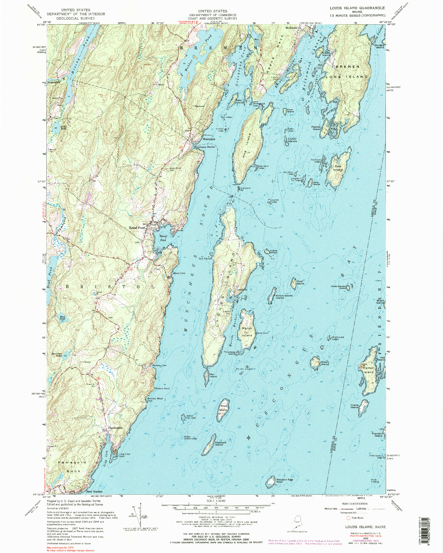 USGS 1:24000-SCALE QUADRANGLE FOR LONG ISLAND, ME 1955