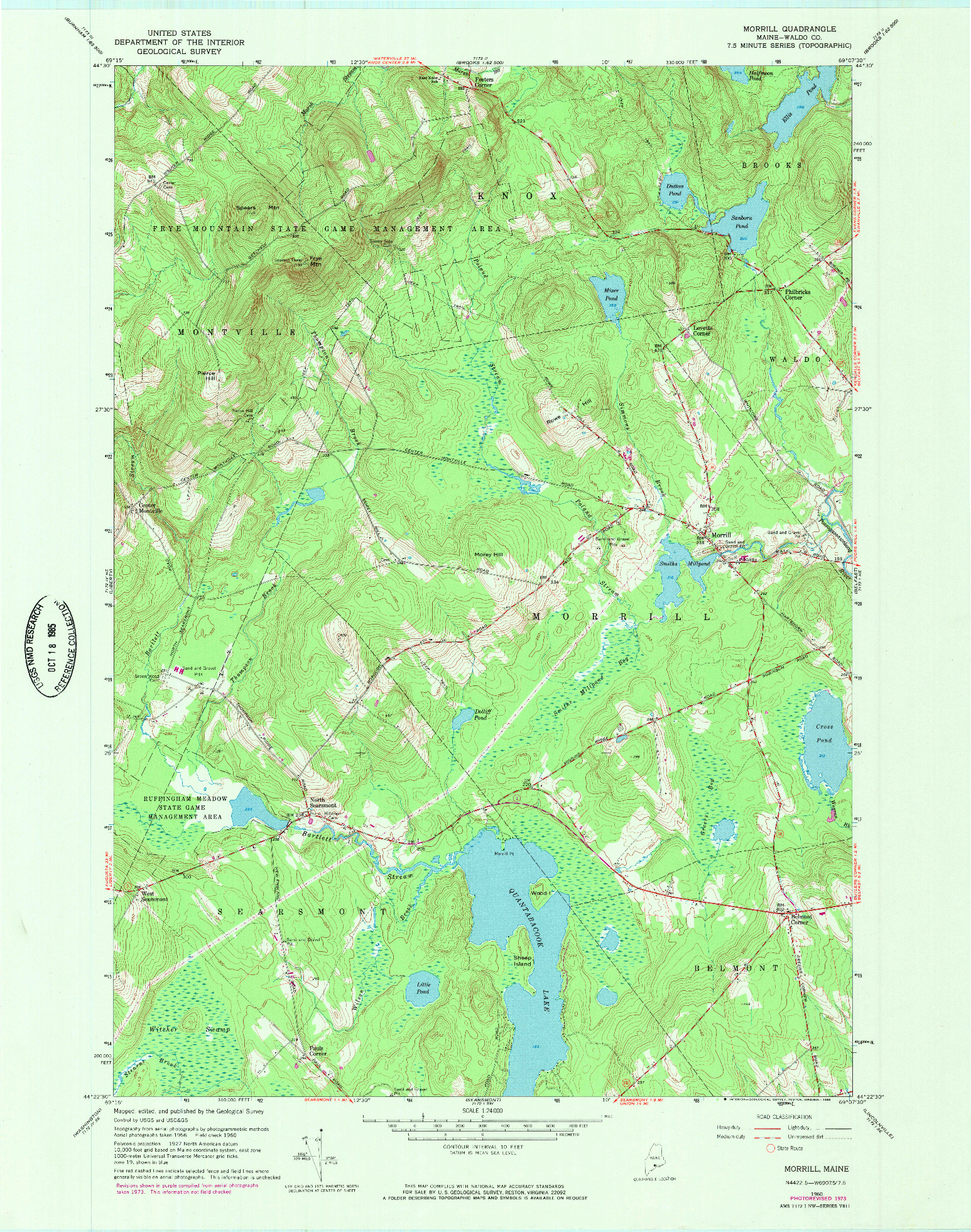 USGS 1:24000-SCALE QUADRANGLE FOR MORRILL, ME 1960