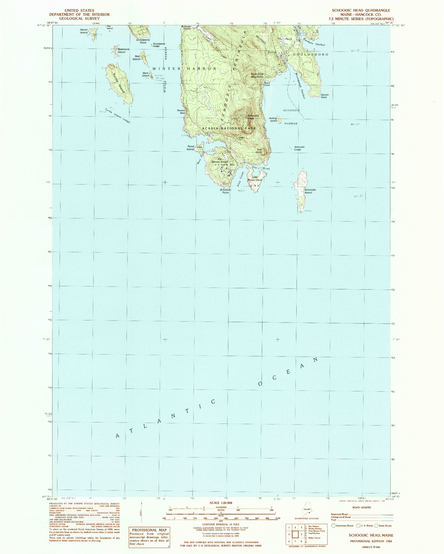 USGS 1:24000-SCALE QUADRANGLE FOR SCHOODIC HEAD, ME 1984