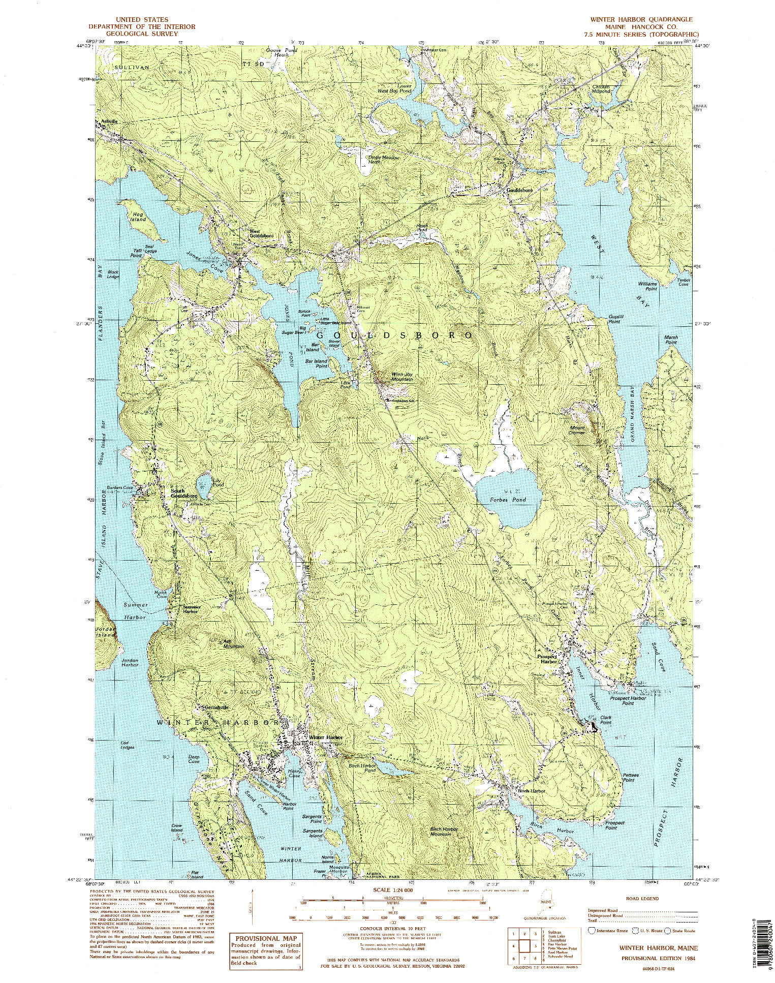 USGS 1:24000-SCALE QUADRANGLE FOR WINTER HARBOR, ME 1984