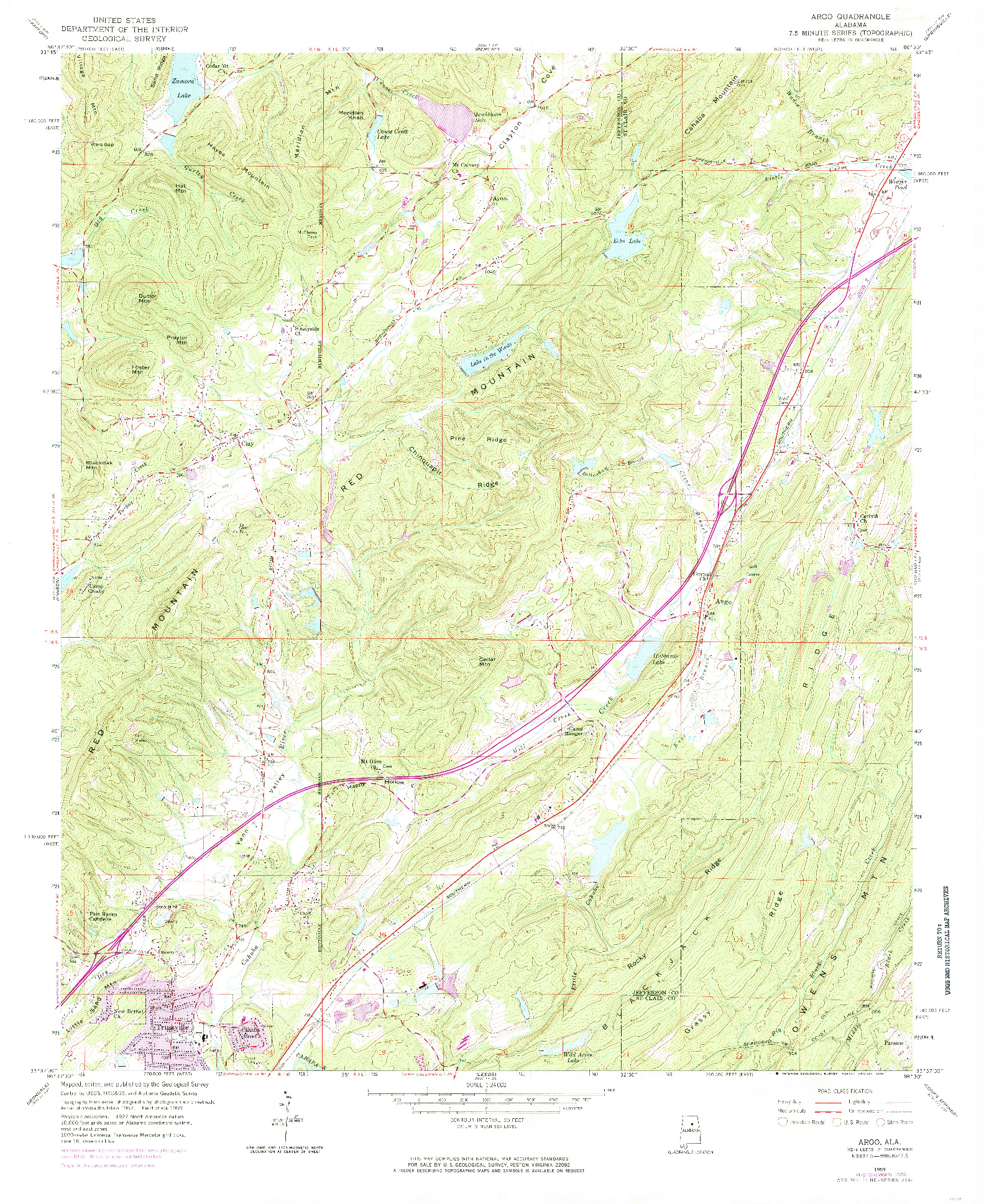 USGS 1:24000-SCALE QUADRANGLE FOR ARGO, AL 1959