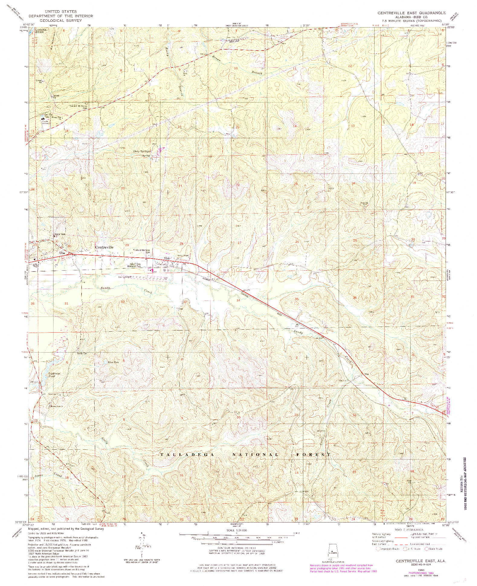 USGS 1:24000-SCALE QUADRANGLE FOR CENTREVILLE EAST, AL 1980