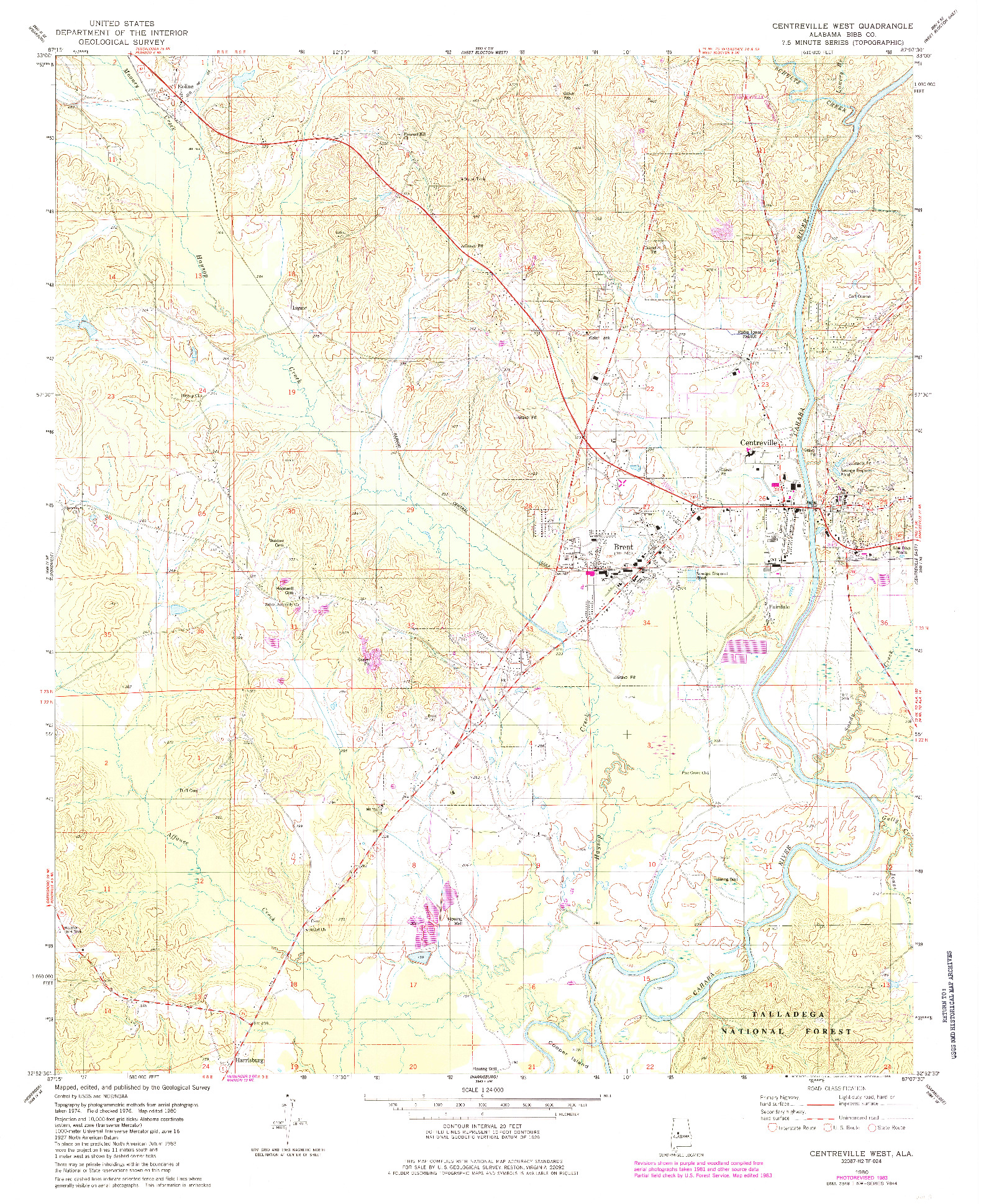 USGS 1:24000-SCALE QUADRANGLE FOR CENTREVILLE WEST, AL 1980