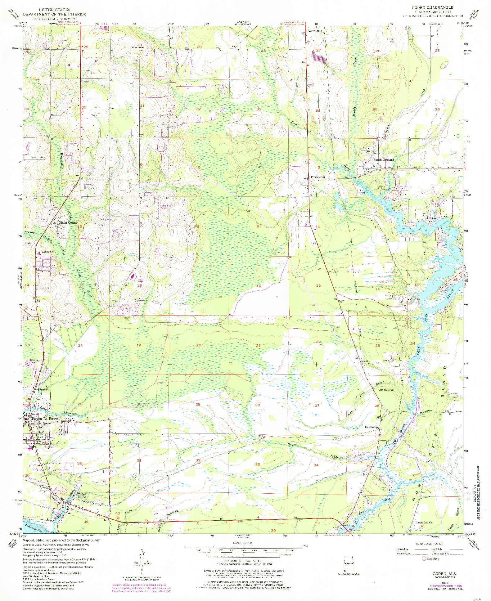 USGS 1:24000-SCALE QUADRANGLE FOR CODEN, AL 1956