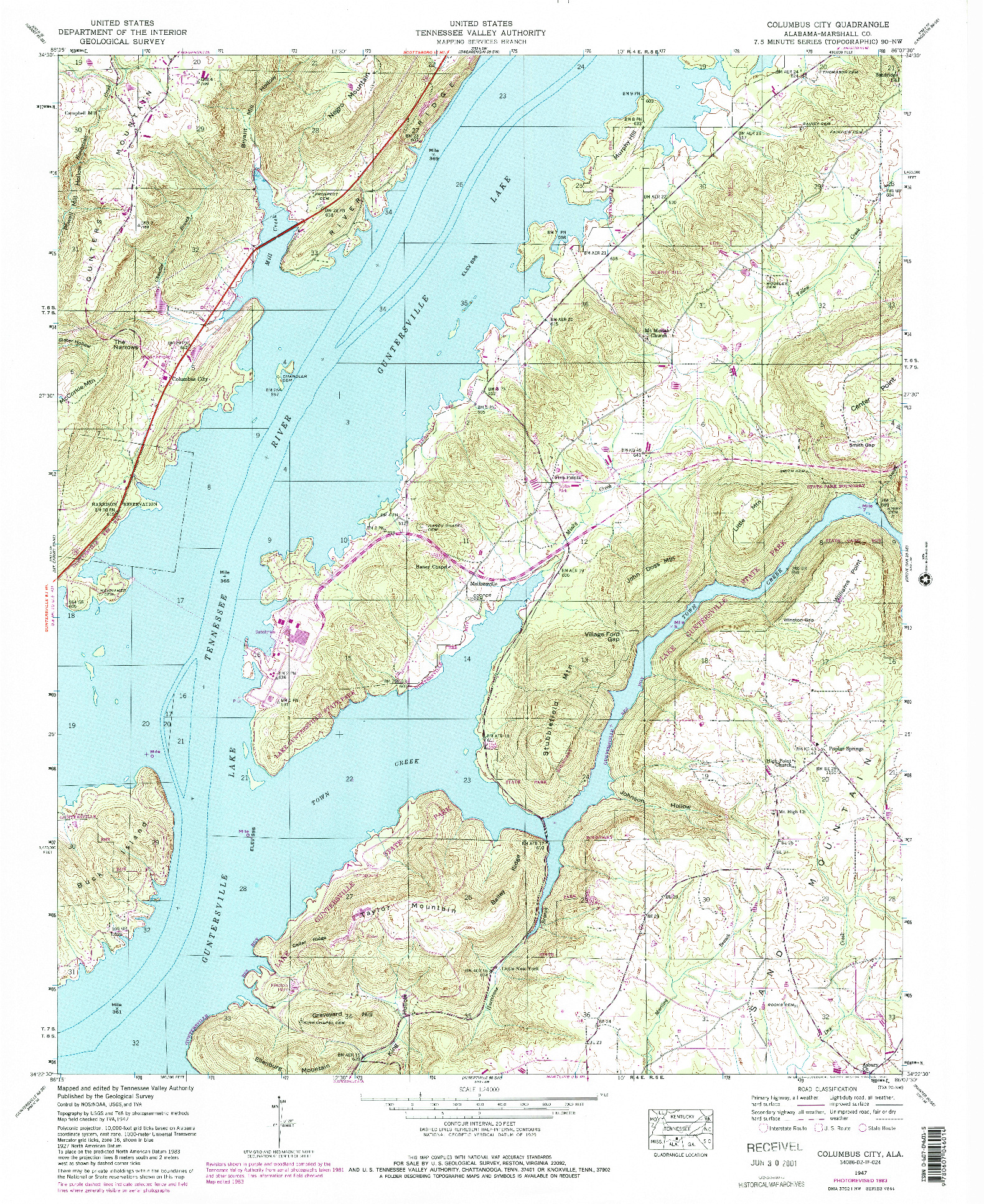 USGS 1:24000-SCALE QUADRANGLE FOR COLUMBUS CITY, AL 1947