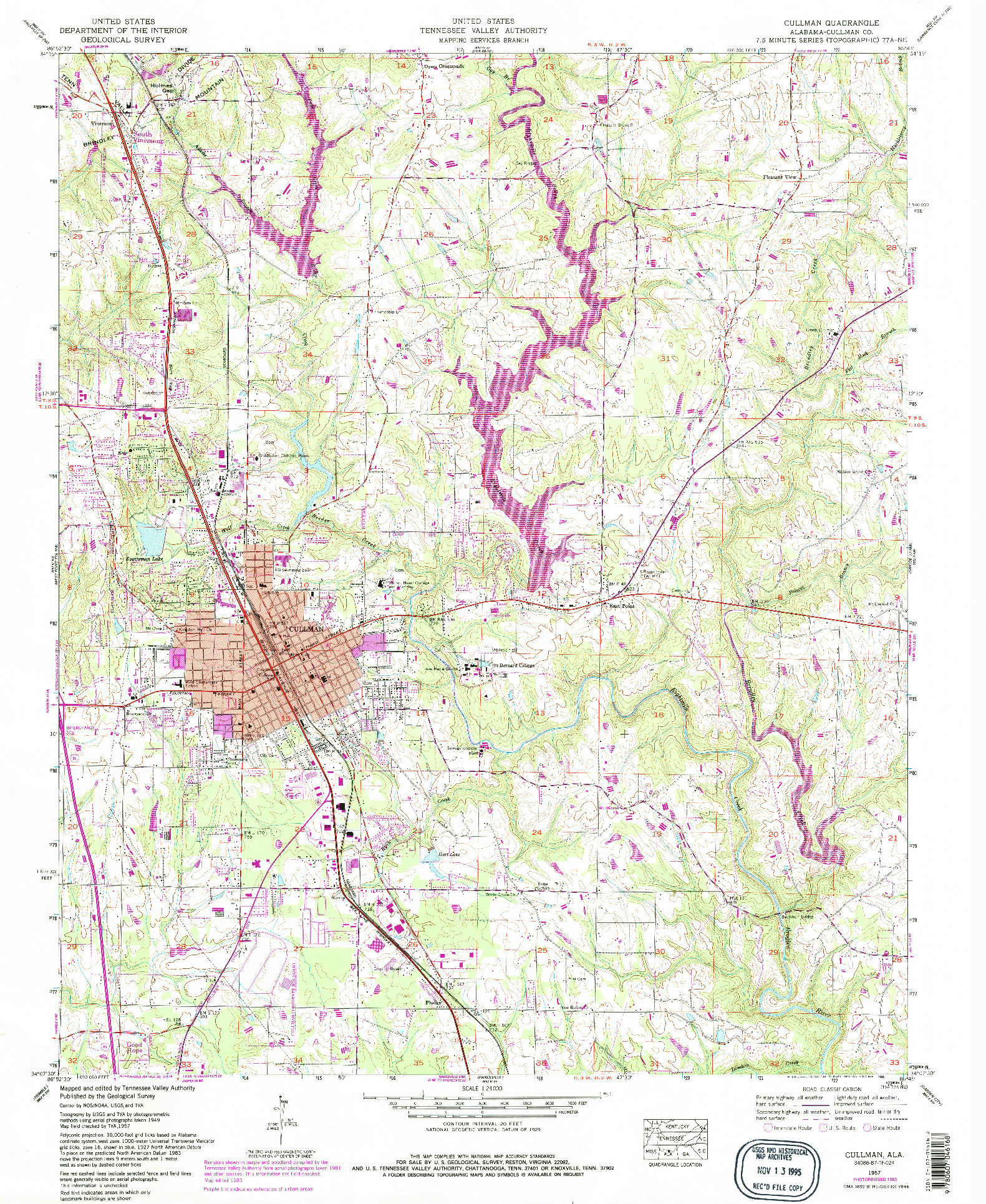 USGS 1:24000-SCALE QUADRANGLE FOR CULLMAN, AL 1957