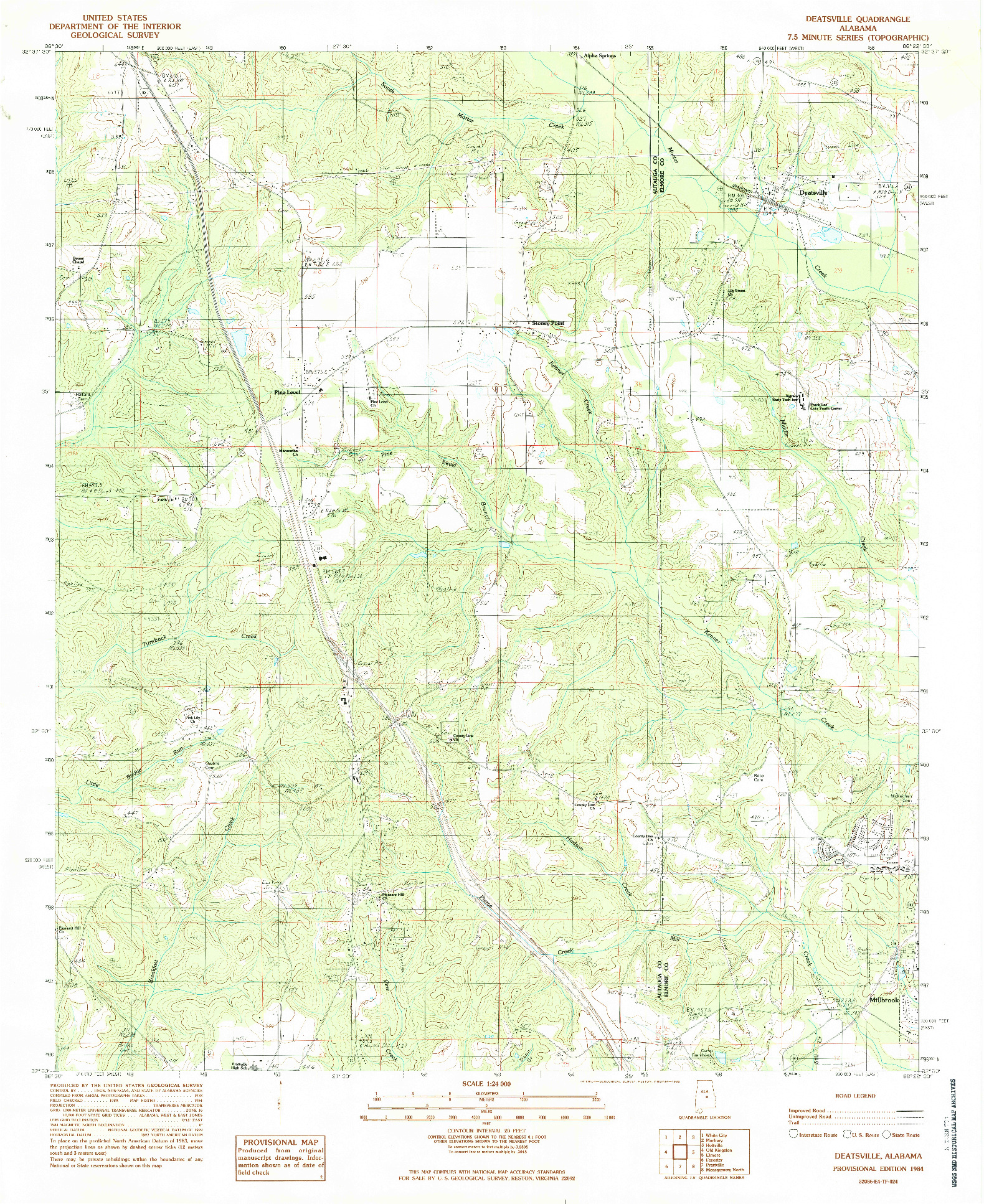 USGS 1:24000-SCALE QUADRANGLE FOR DEATSVILLE, AL 1984