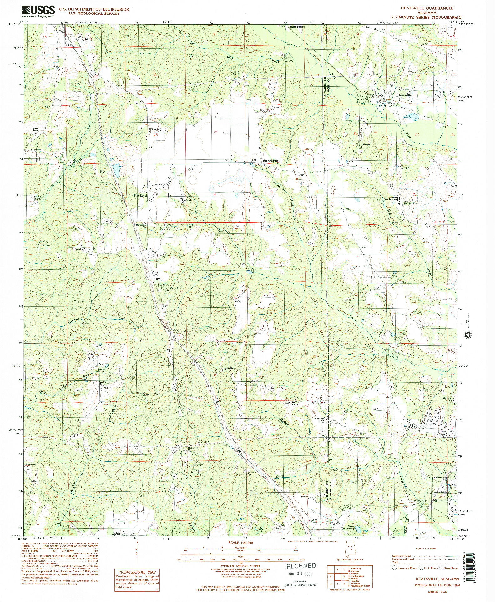 USGS 1:24000-SCALE QUADRANGLE FOR DEATSVILLE, AL 1984