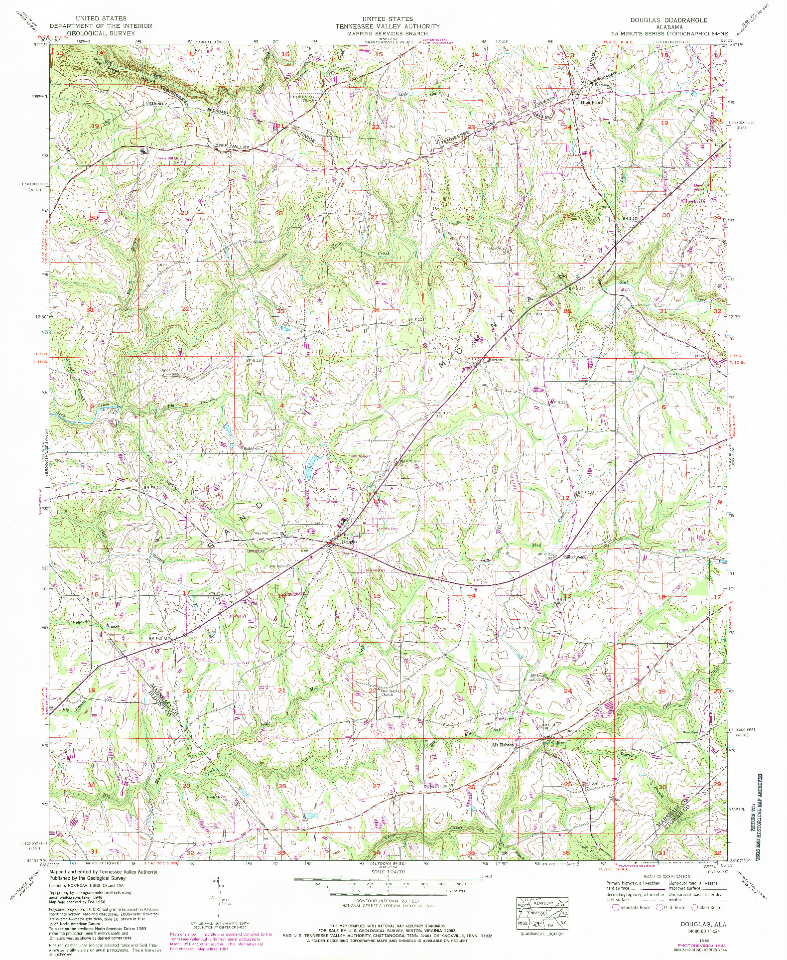 USGS 1:24000-SCALE QUADRANGLE FOR DOUGLAS, AL 1958