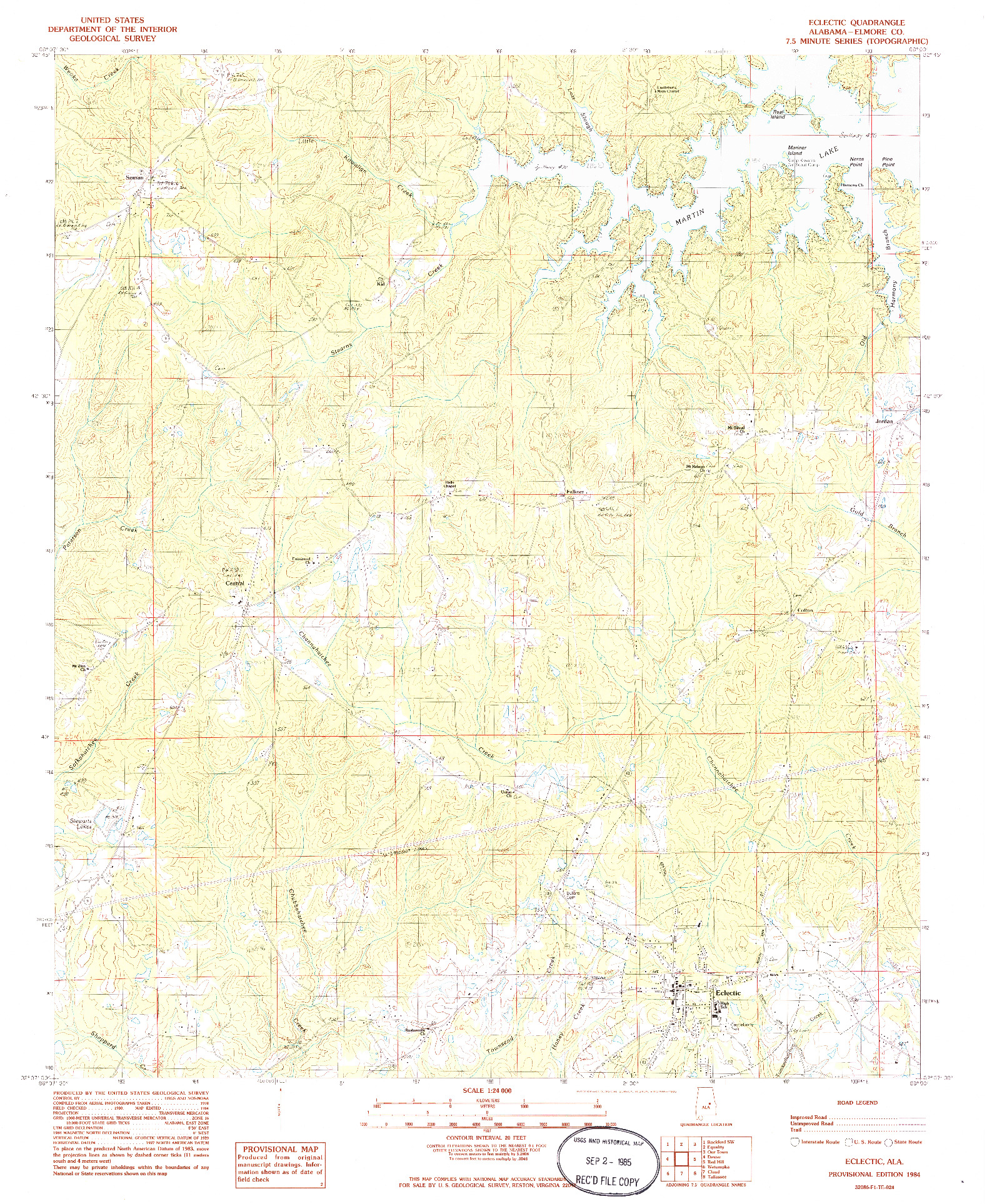 USGS 1:24000-SCALE QUADRANGLE FOR ECLECTIC, AL 1984