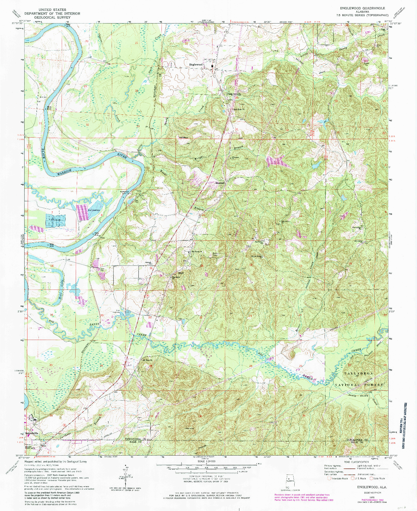 USGS 1:24000-SCALE QUADRANGLE FOR ENGLEWOOD, AL 1970
