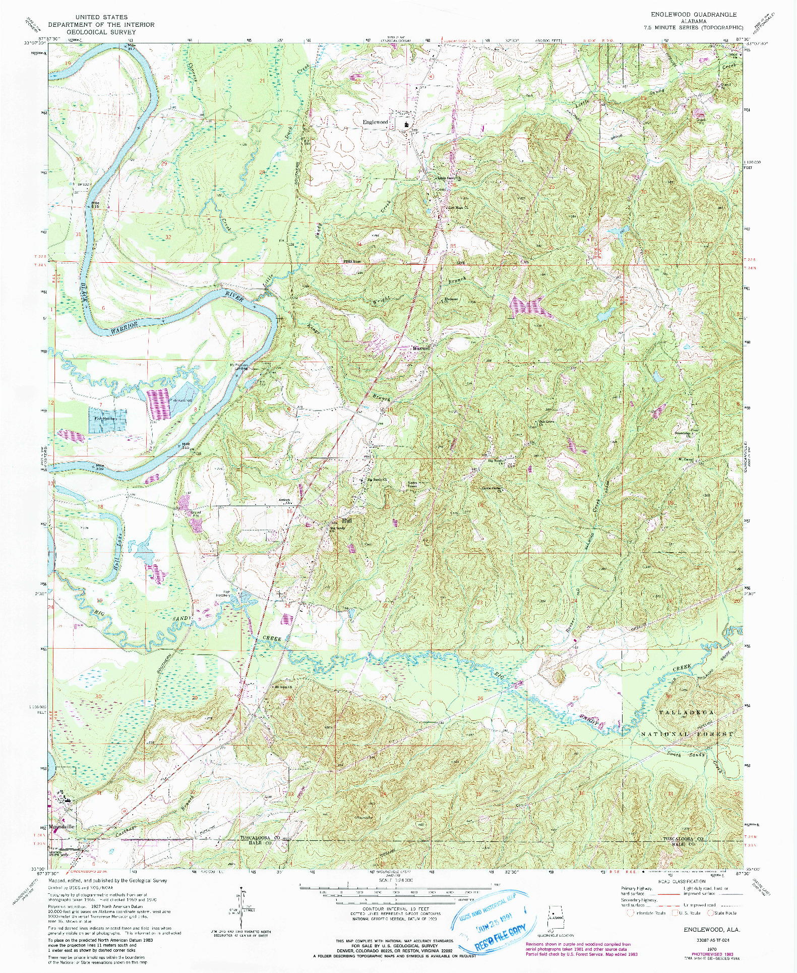 USGS 1:24000-SCALE QUADRANGLE FOR ENGLEWOOD, AL 1970