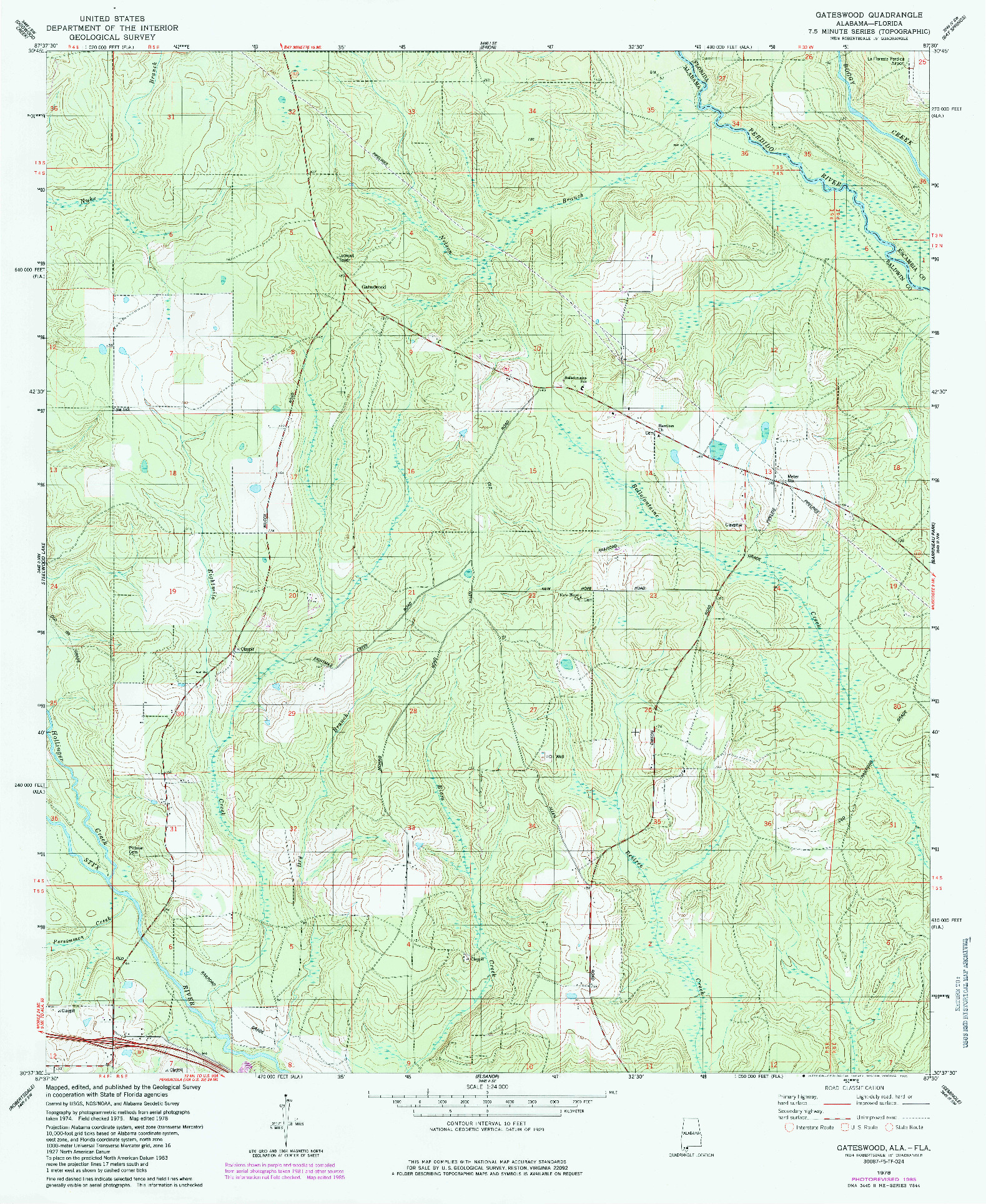 USGS 1:24000-SCALE QUADRANGLE FOR GATESWOOD, AL 1978