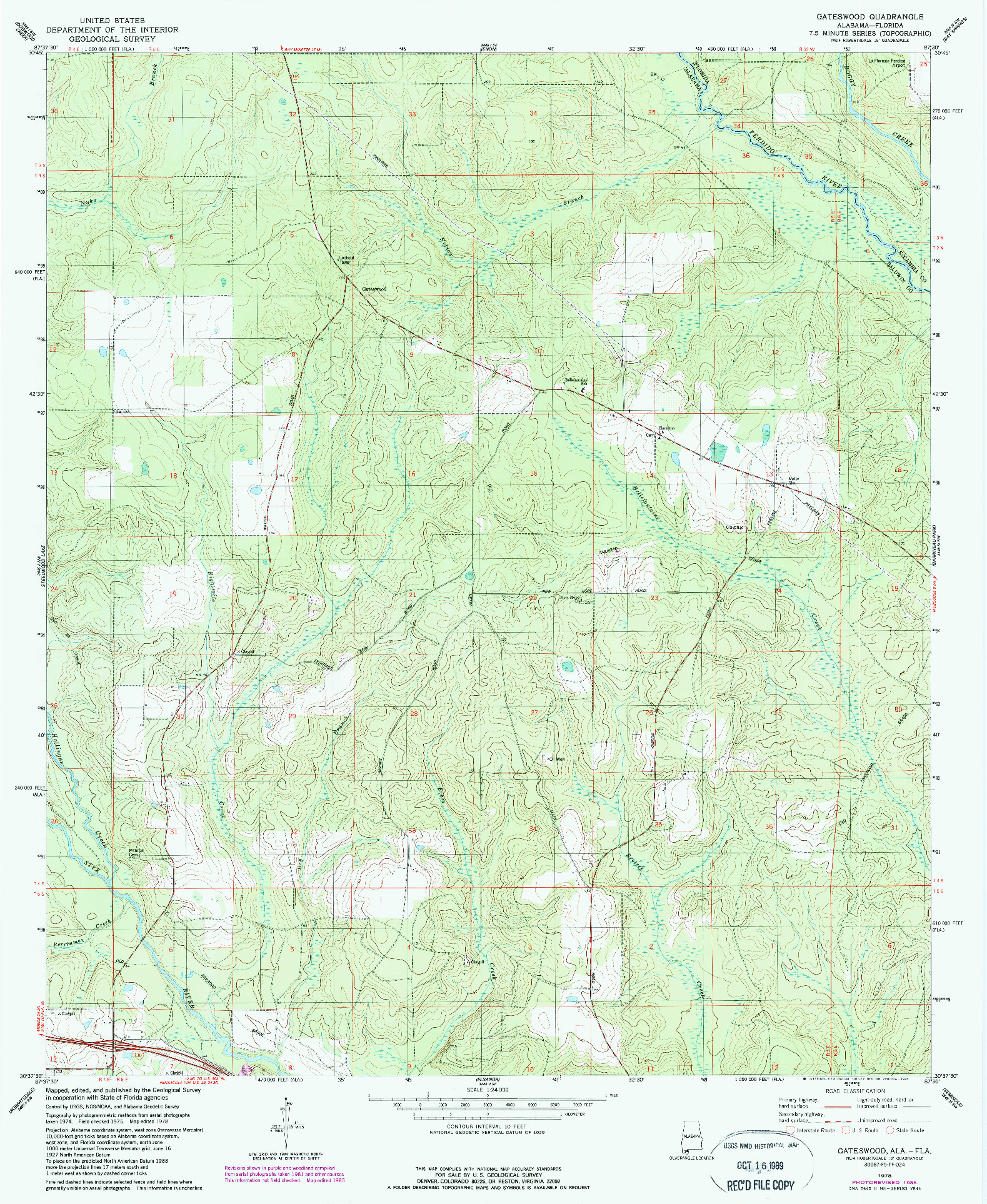 USGS 1:24000-SCALE QUADRANGLE FOR GATESWOOD, AL 1978