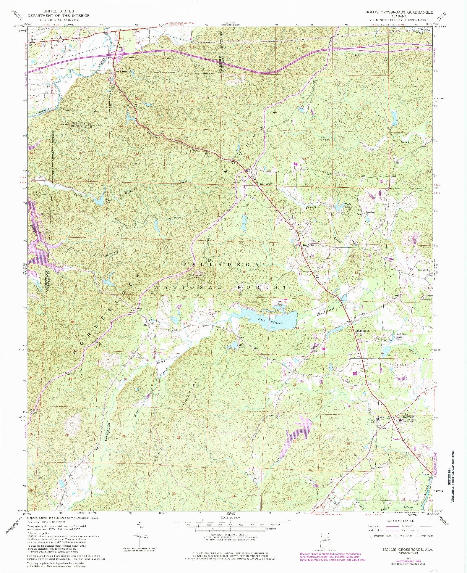 USGS 1:24000-SCALE QUADRANGLE FOR HOLLIS CROSSROADS, AL 1967