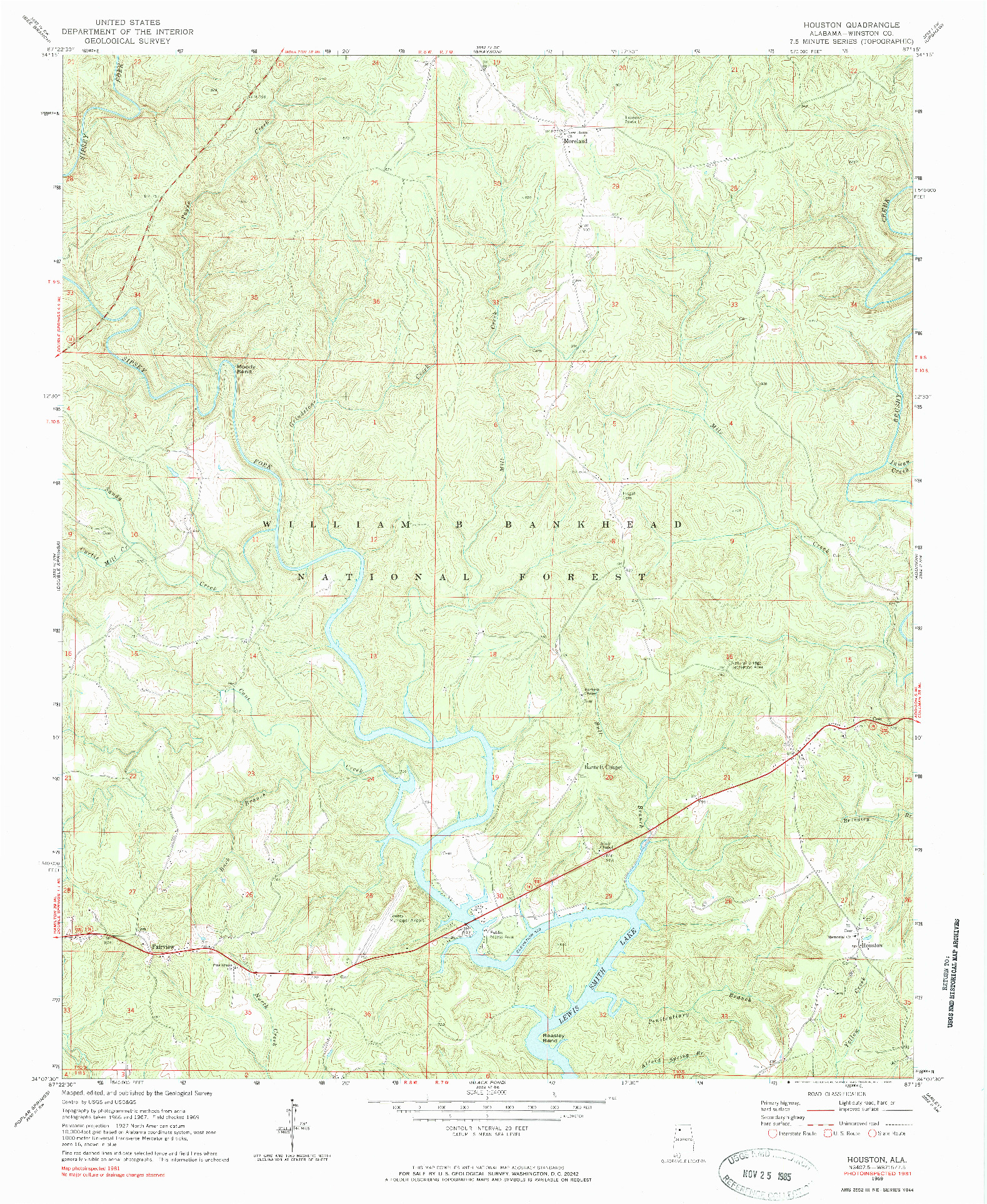USGS 1:24000-SCALE QUADRANGLE FOR HOUSTON, AL 1969