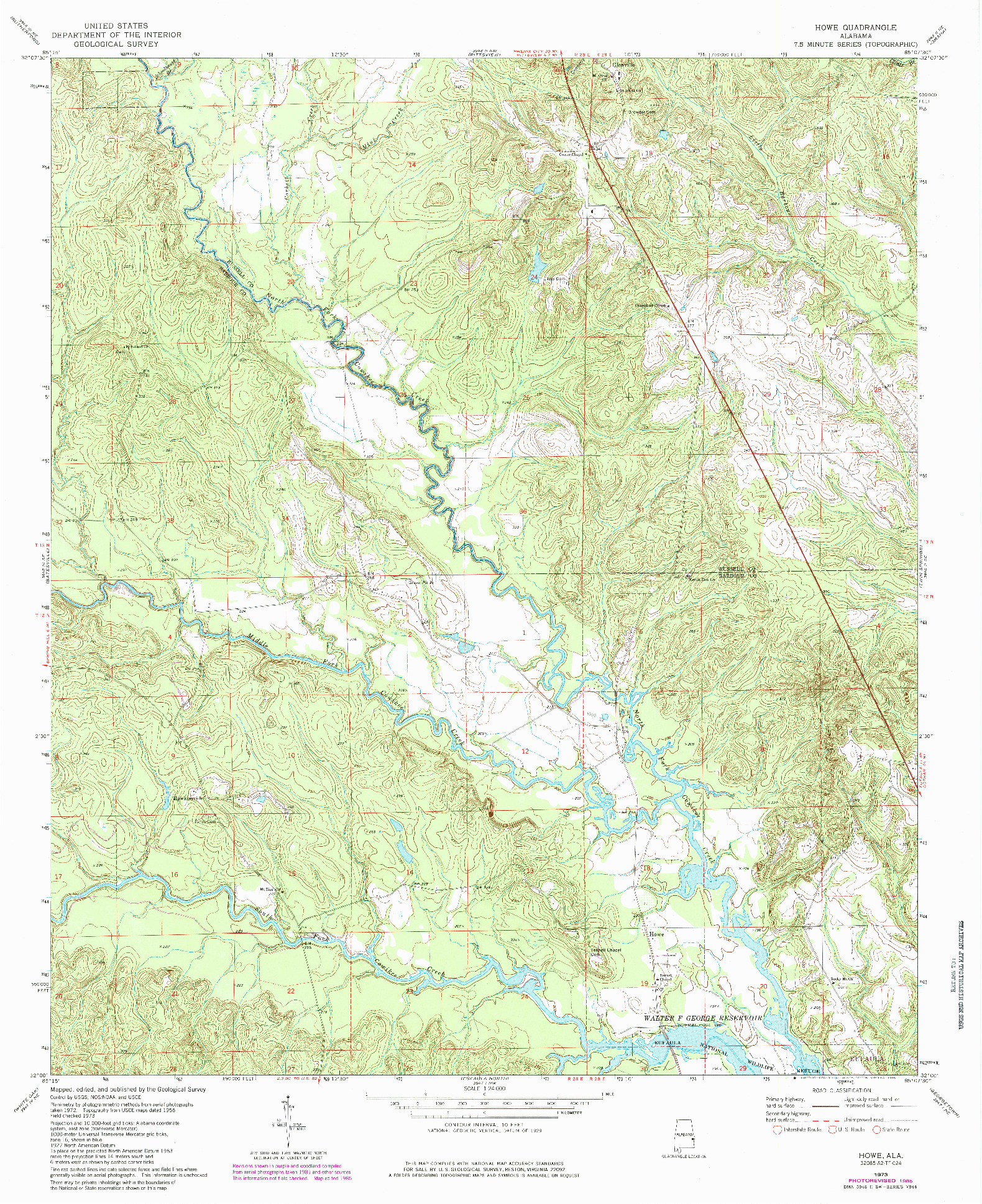 USGS 1:24000-SCALE QUADRANGLE FOR HOWE, AL 1973