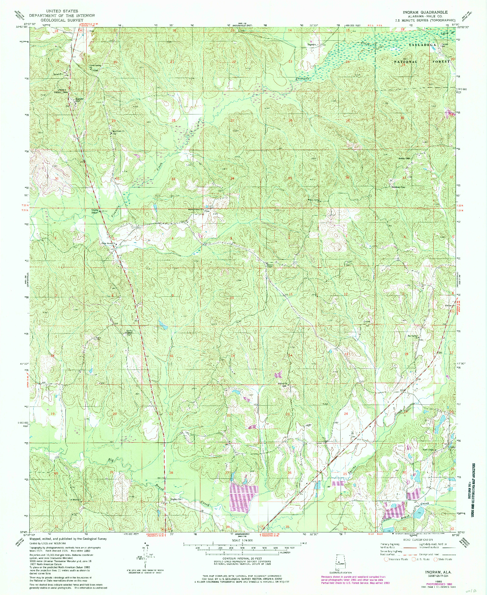 USGS 1:24000-SCALE QUADRANGLE FOR INGRAM, AL 1980