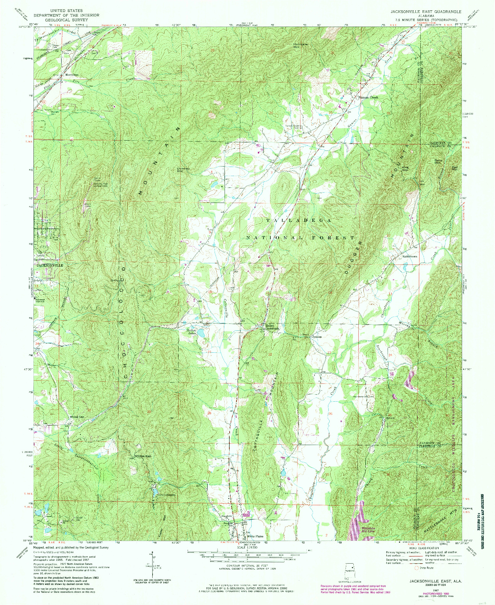 USGS 1:24000-SCALE QUADRANGLE FOR JACKSONVILLE EAST, AL 1967