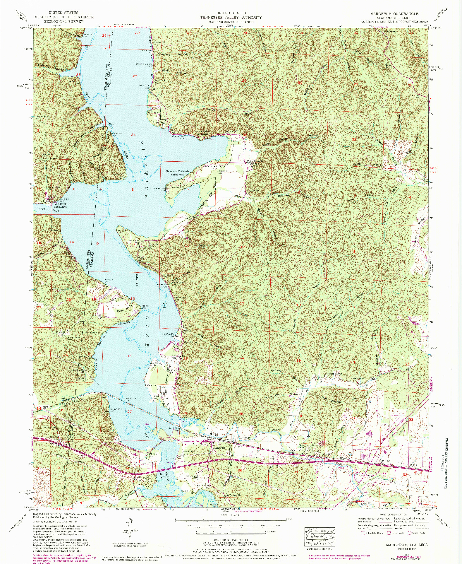 USGS 1:24000-SCALE QUADRANGLE FOR MARGERUM, AL 1953