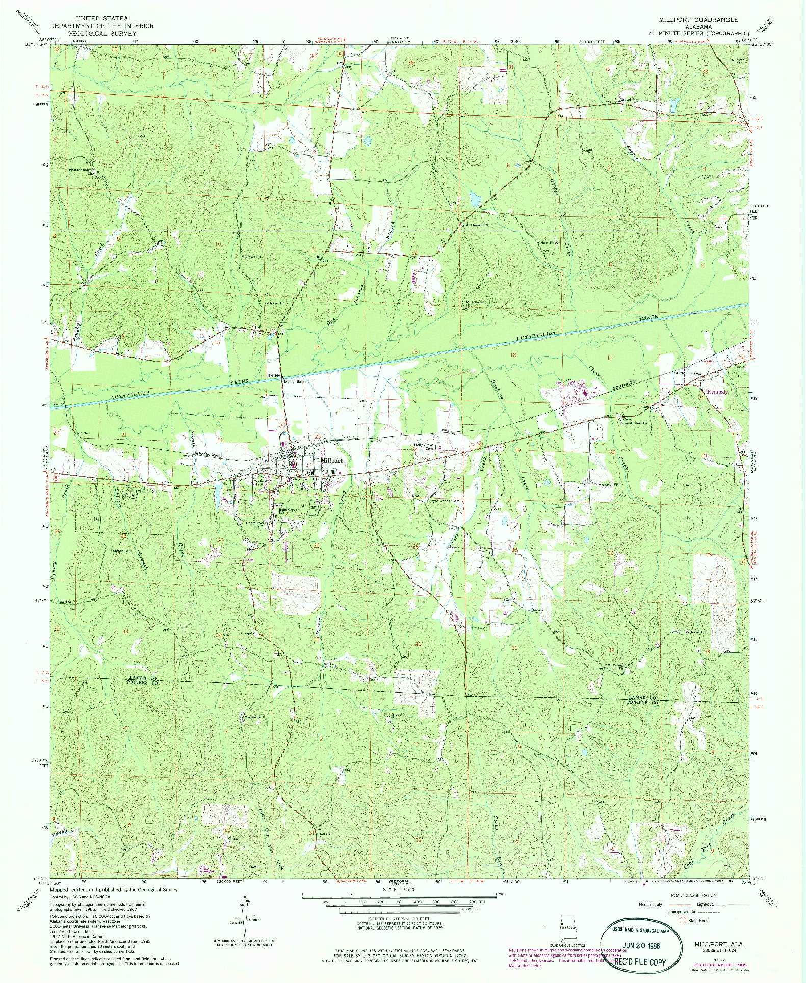 USGS 1:24000-SCALE QUADRANGLE FOR MILLPORT, AL 1967