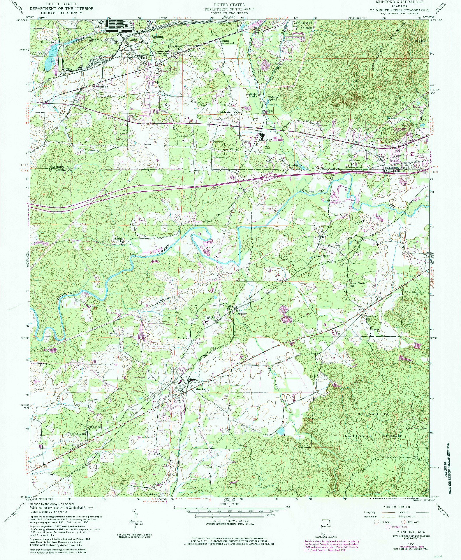USGS 1:24000-SCALE QUADRANGLE FOR MUNFORD, AL 1956